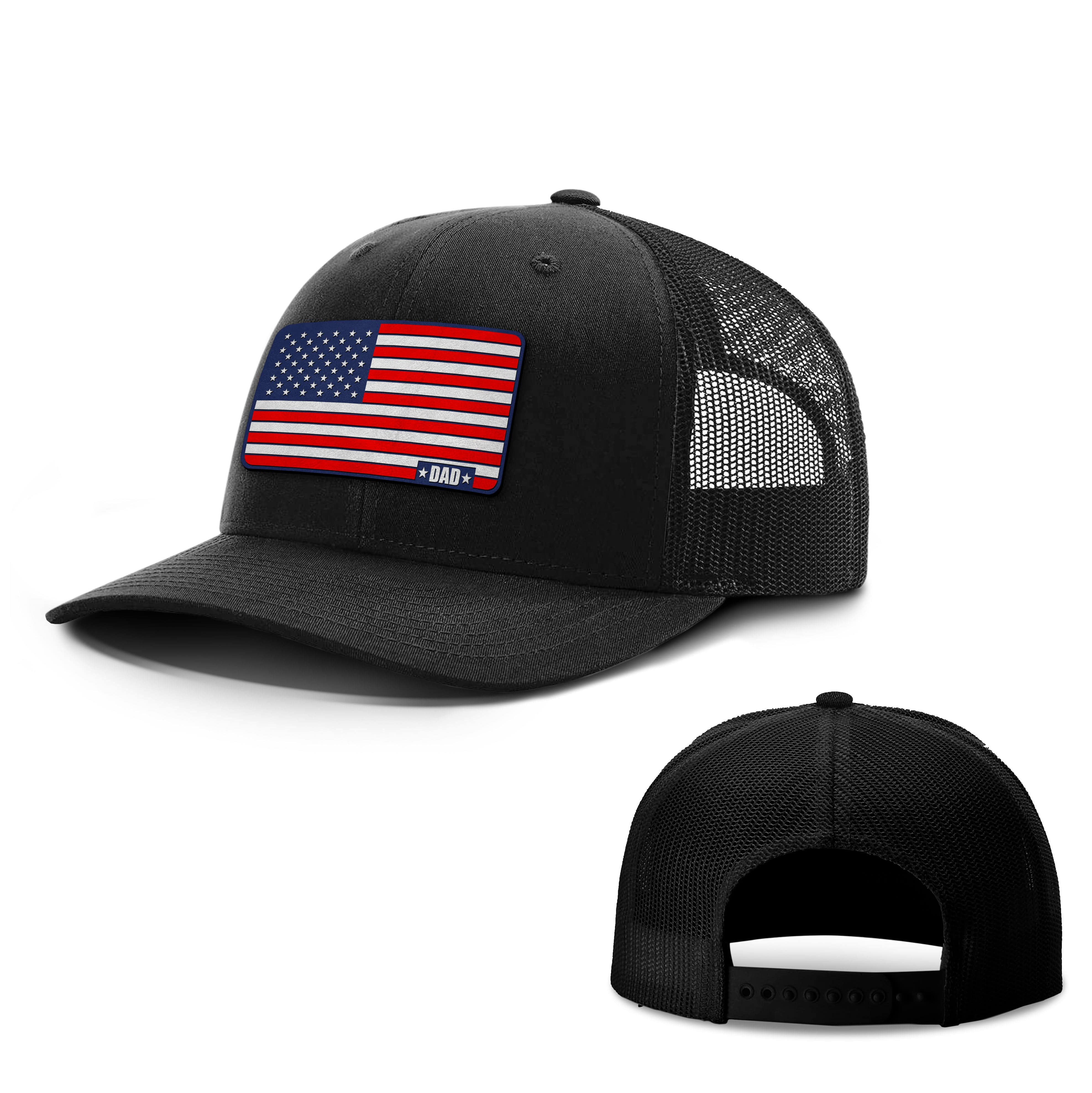 Adjustable Snapback Trucker Cap / Black / OS American Dad Flag Trucker Hat maga trump