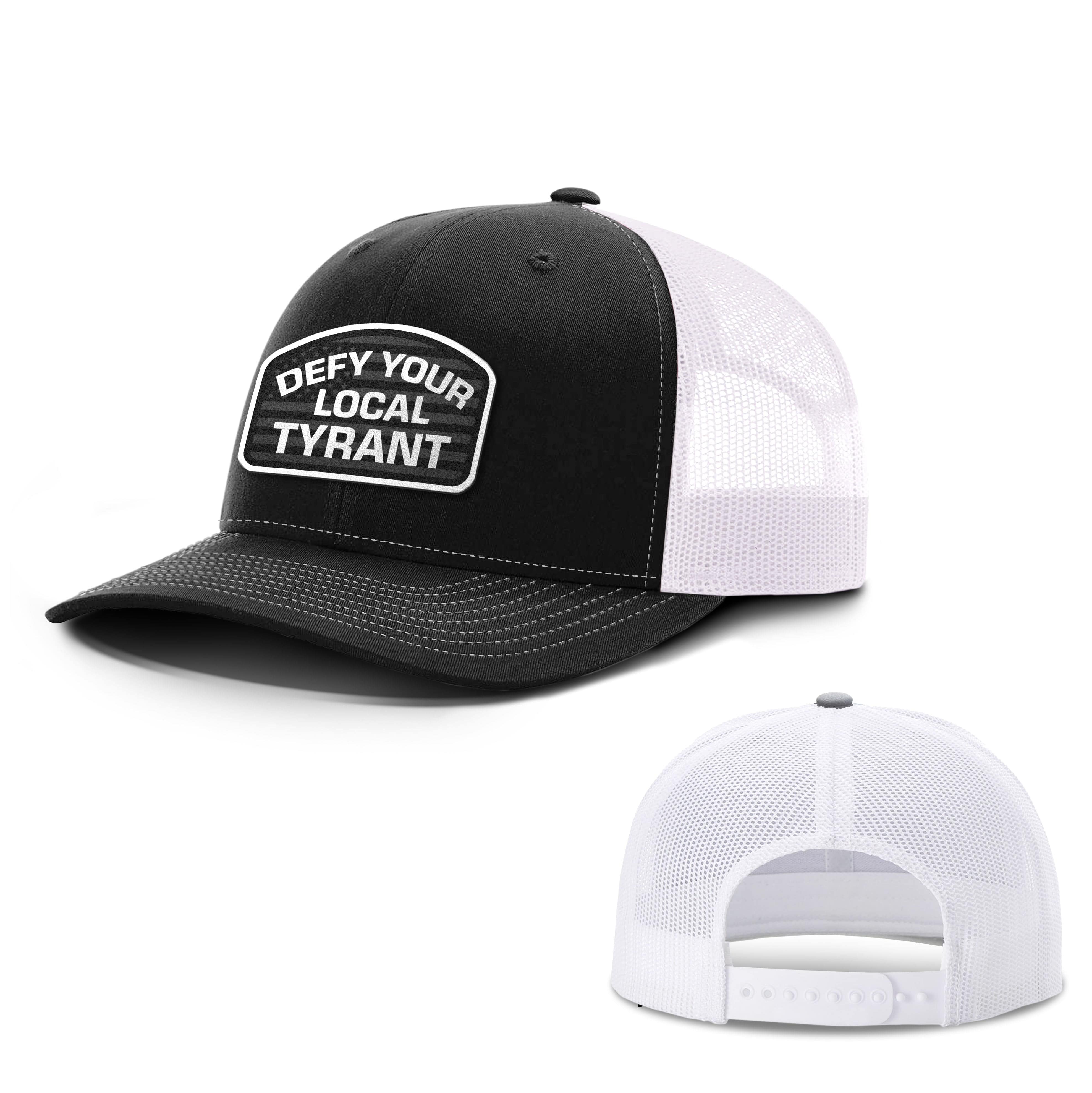 Adjustable Snapback Trucker Cap / Black/White / OS Defy Your Local Tyrant Trucker Hat maga trump
