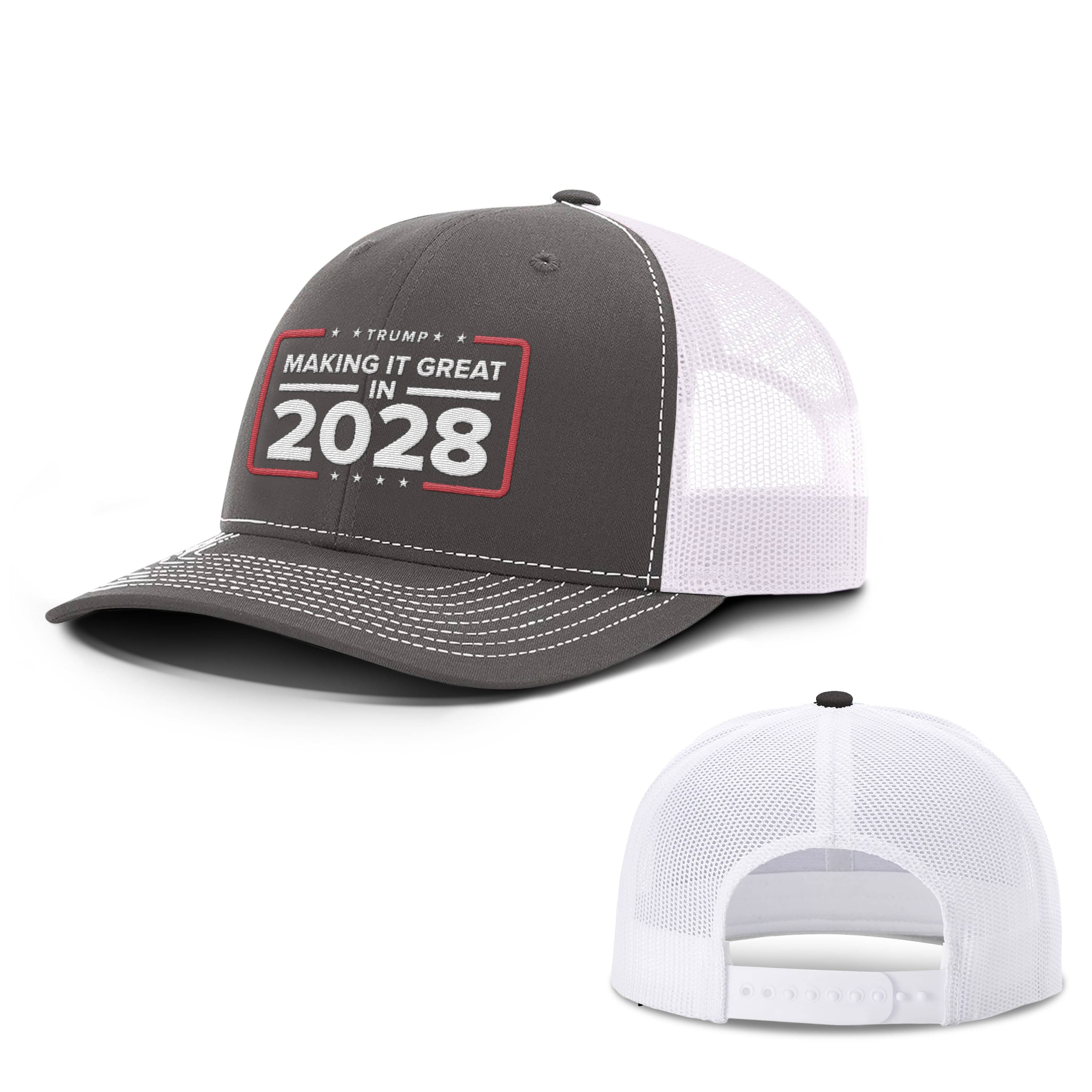 Adjustable Snapback Trucker Cap / Charcoal/White / OS Making it Great in 2028 Trucker Hat maga trump