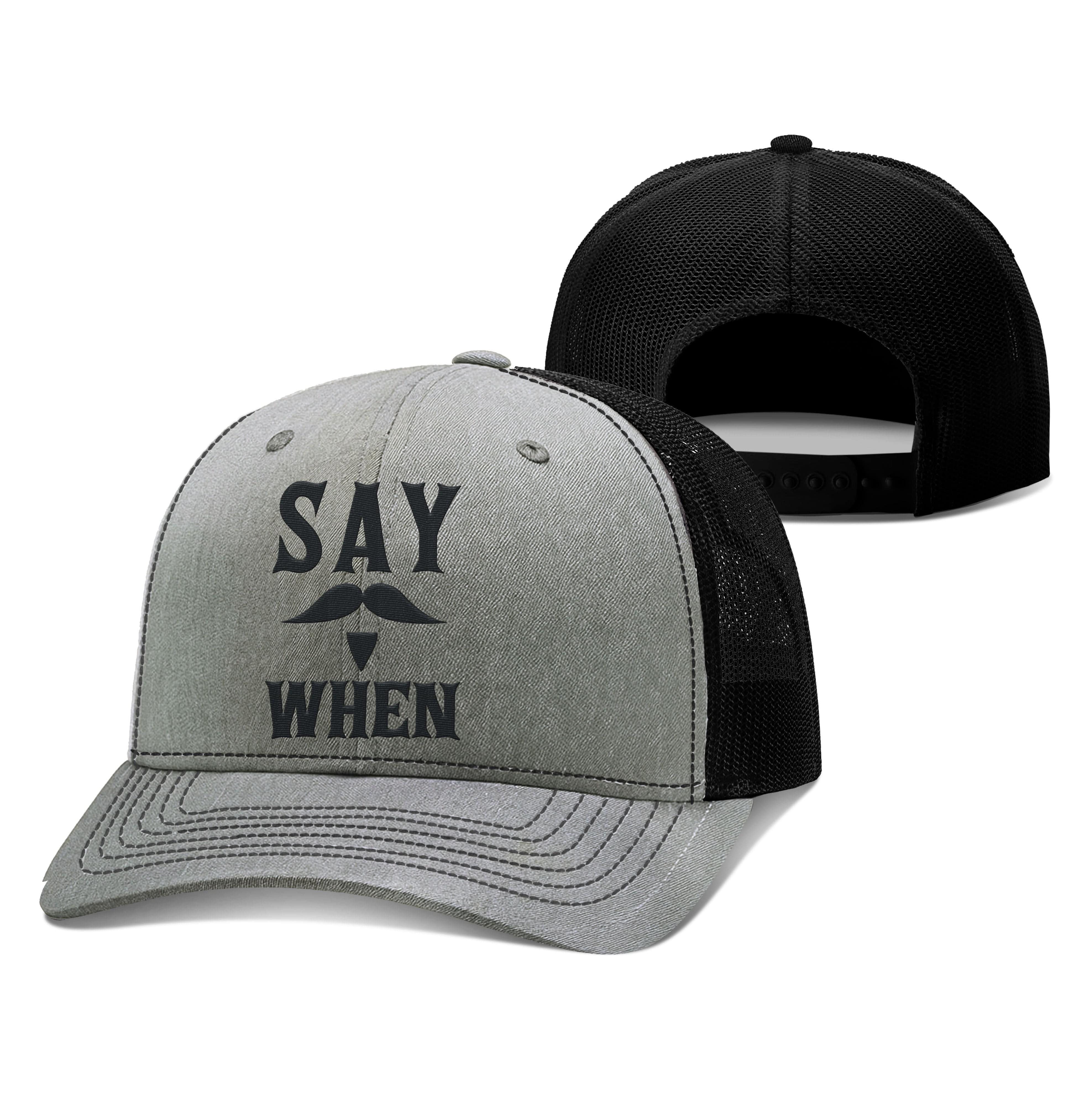 Adjustable Snapback Trucker Cap / Heather Gray/Black / OS Say When Trucker Hat maga trump