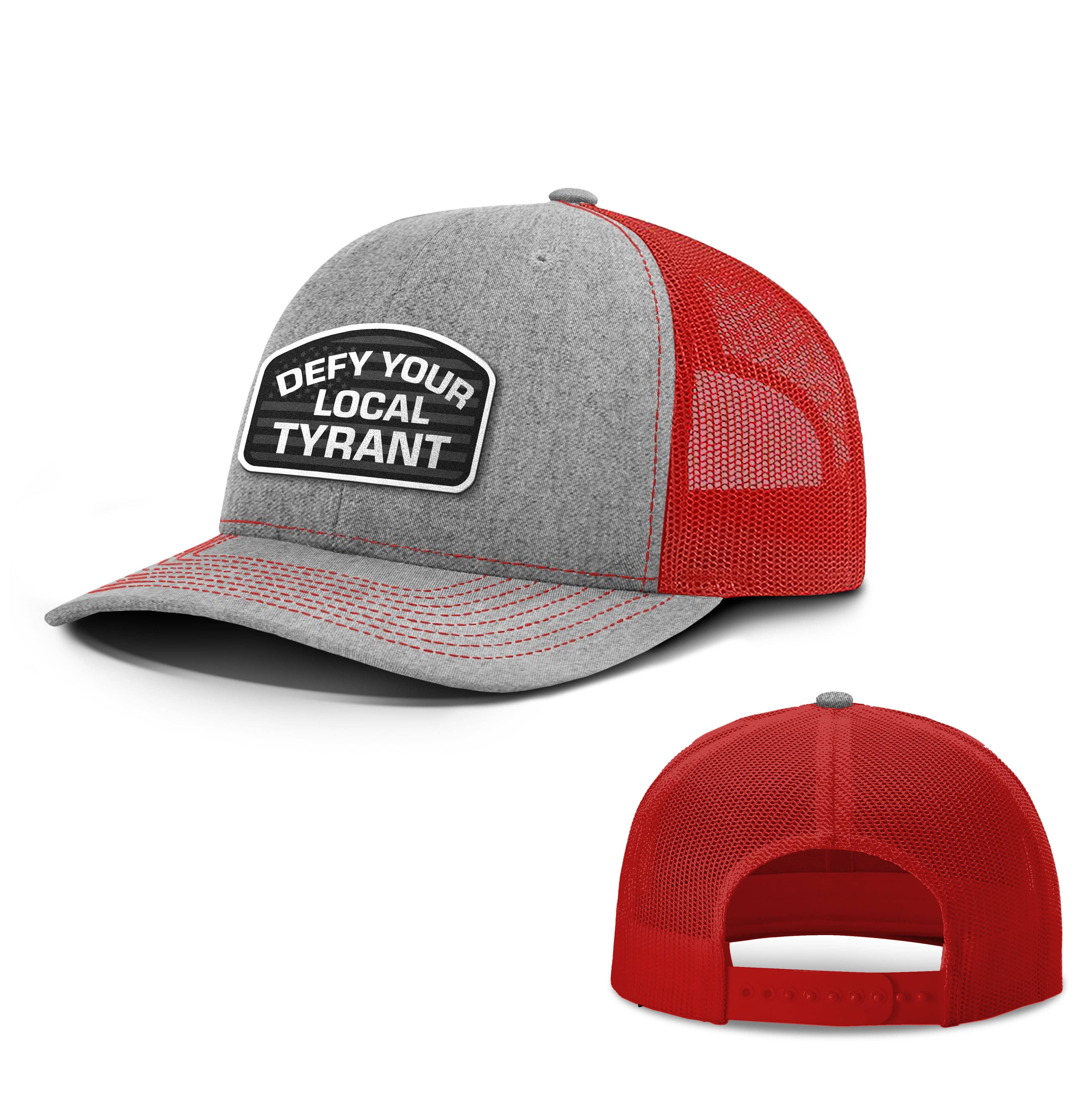 Adjustable Snapback Trucker Cap / Heather Gray/Red / OS Defy Your Local Tyrant Trucker Hat maga trump
