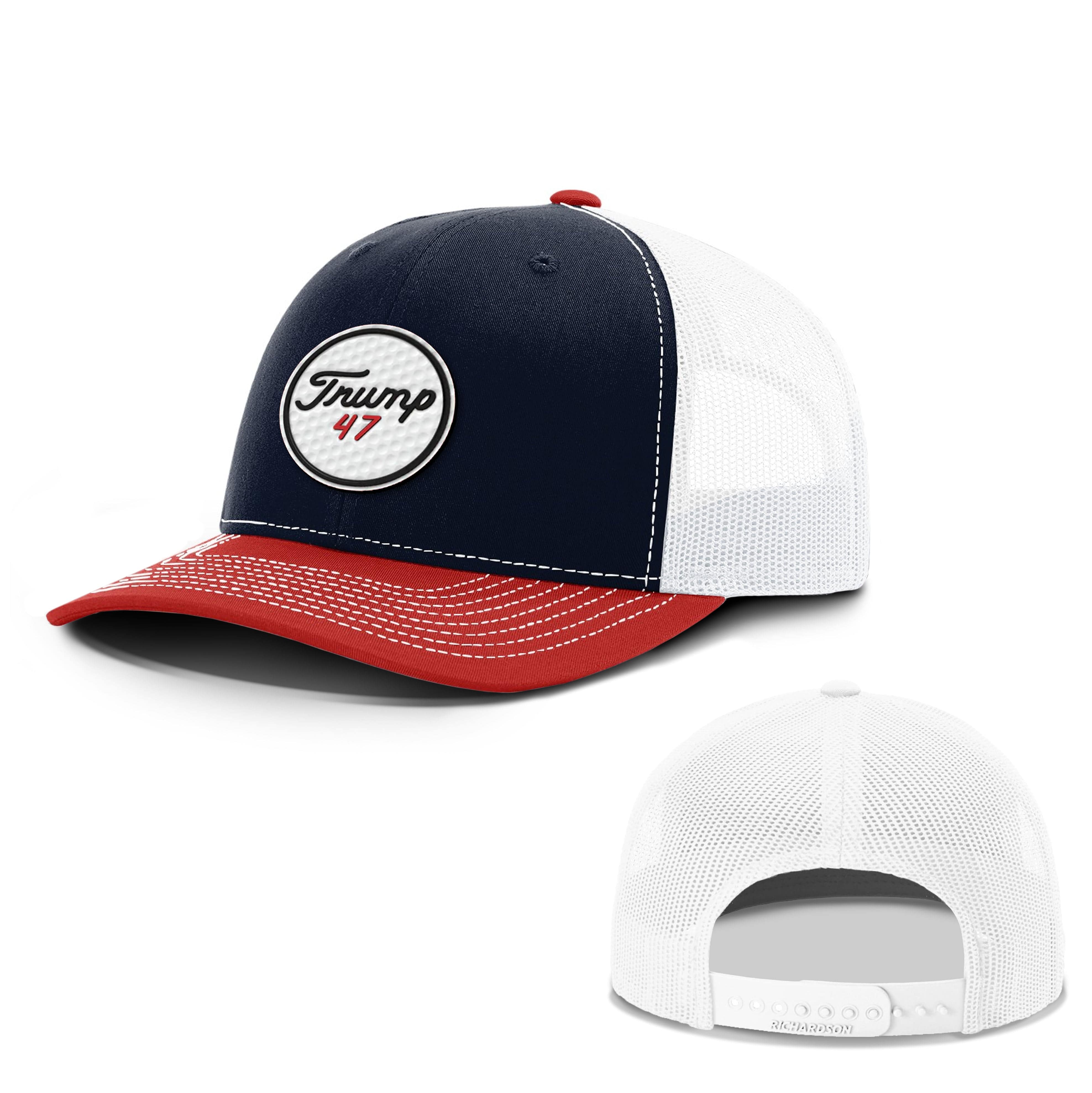 Adjustable Snapback Trucker Cap / Navy/White/Red / OS Trump 47 Golf Ball Summer Hats maga trump