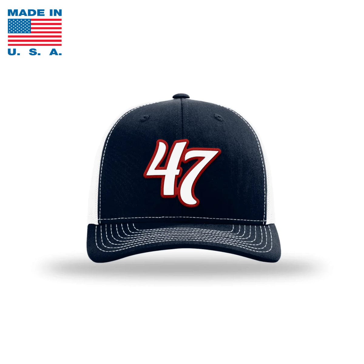 Adjustable Snapback Trucker Cap / Navy/White Trump 47th President Trucker Hat White/Red Made in the USA maga trump