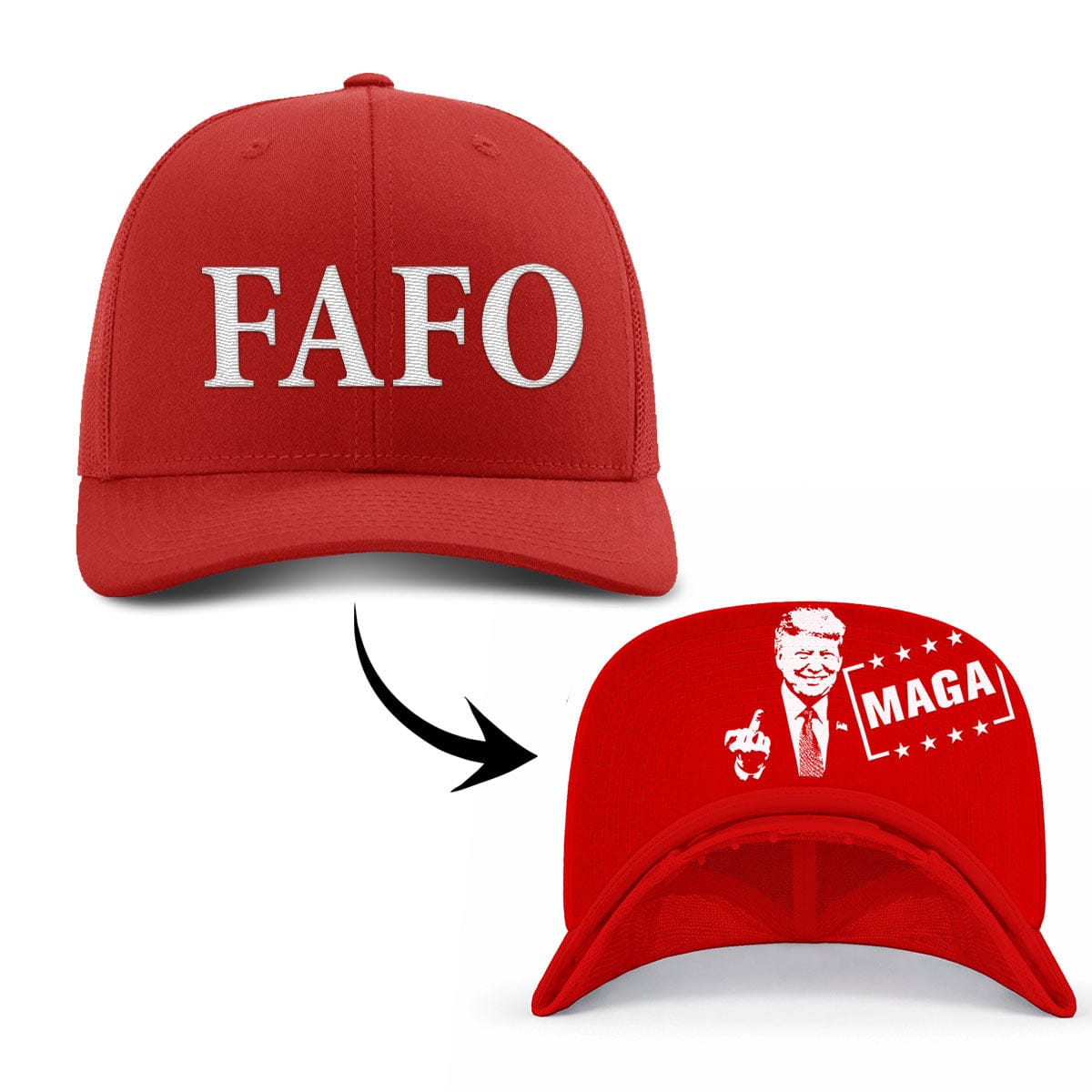 Adjustable Snapback Trucker Cap / Red / OS FAFO Trucker (MF Hat) maga trump