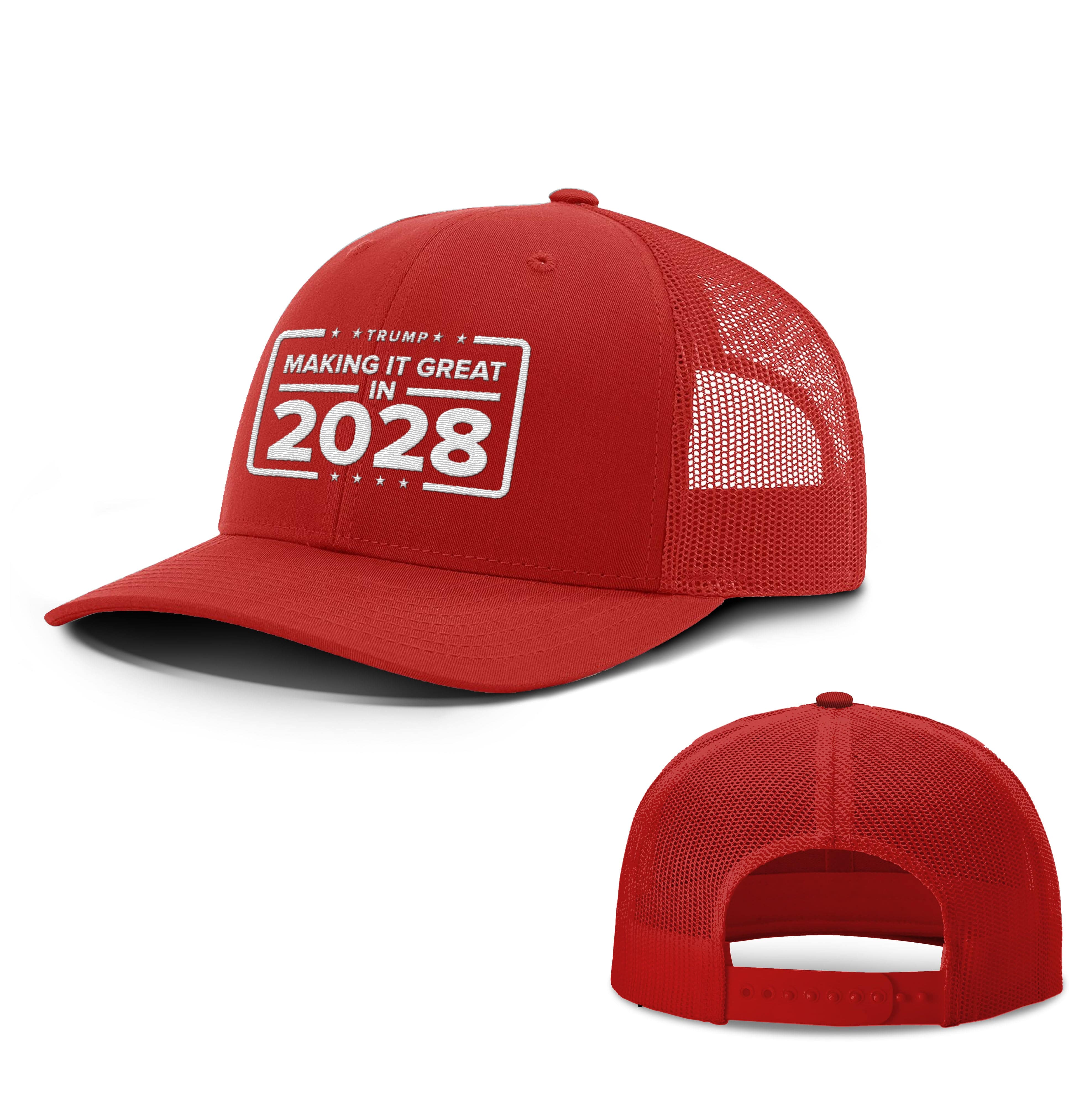 Adjustable Snapback Trucker Cap / Red / OS Making it Great in 2028 Trucker Hat maga trump