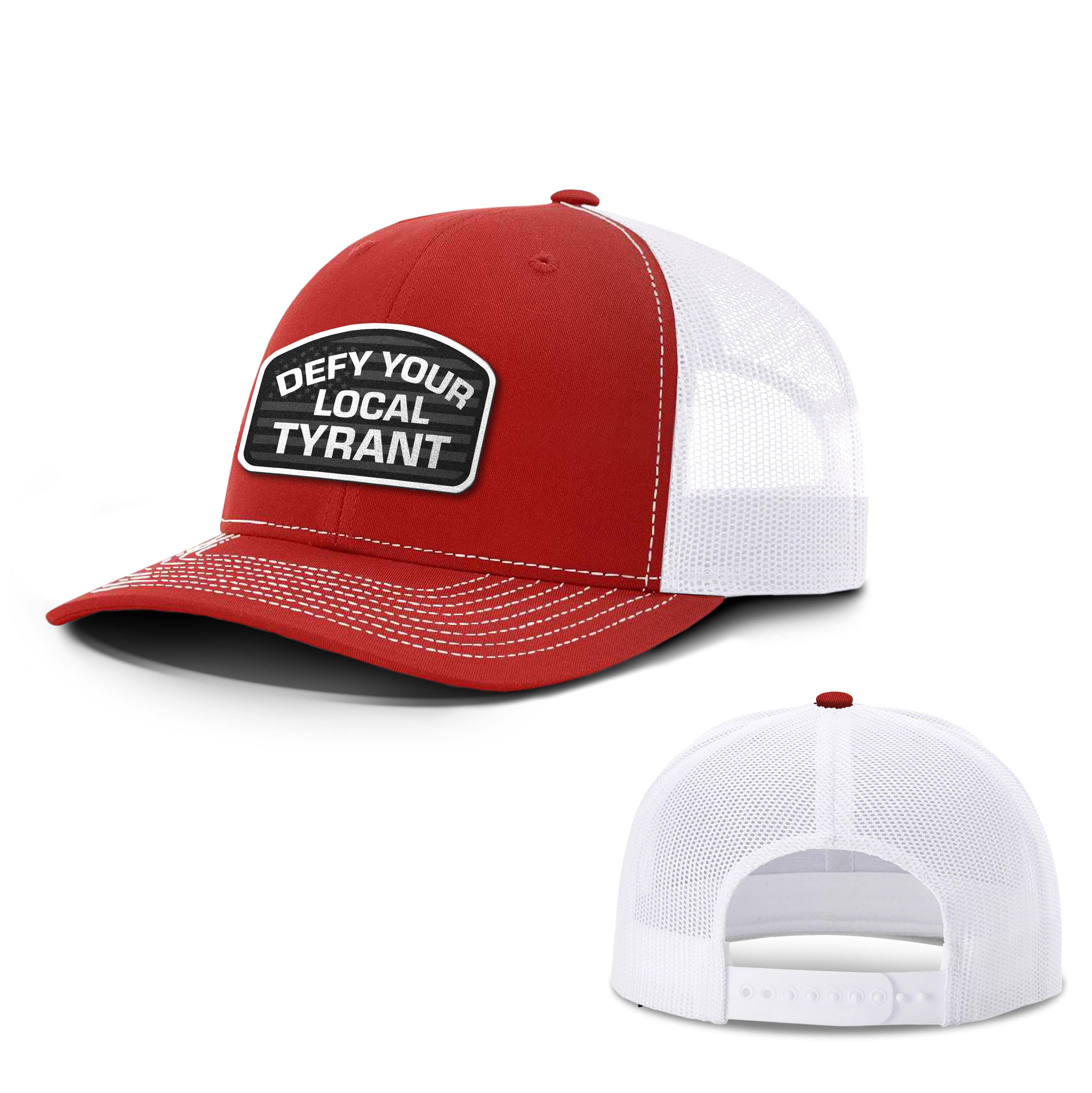 Adjustable Snapback Trucker Cap / Red/White / OS Defy Your Local Tyrant Trucker Hat maga trump