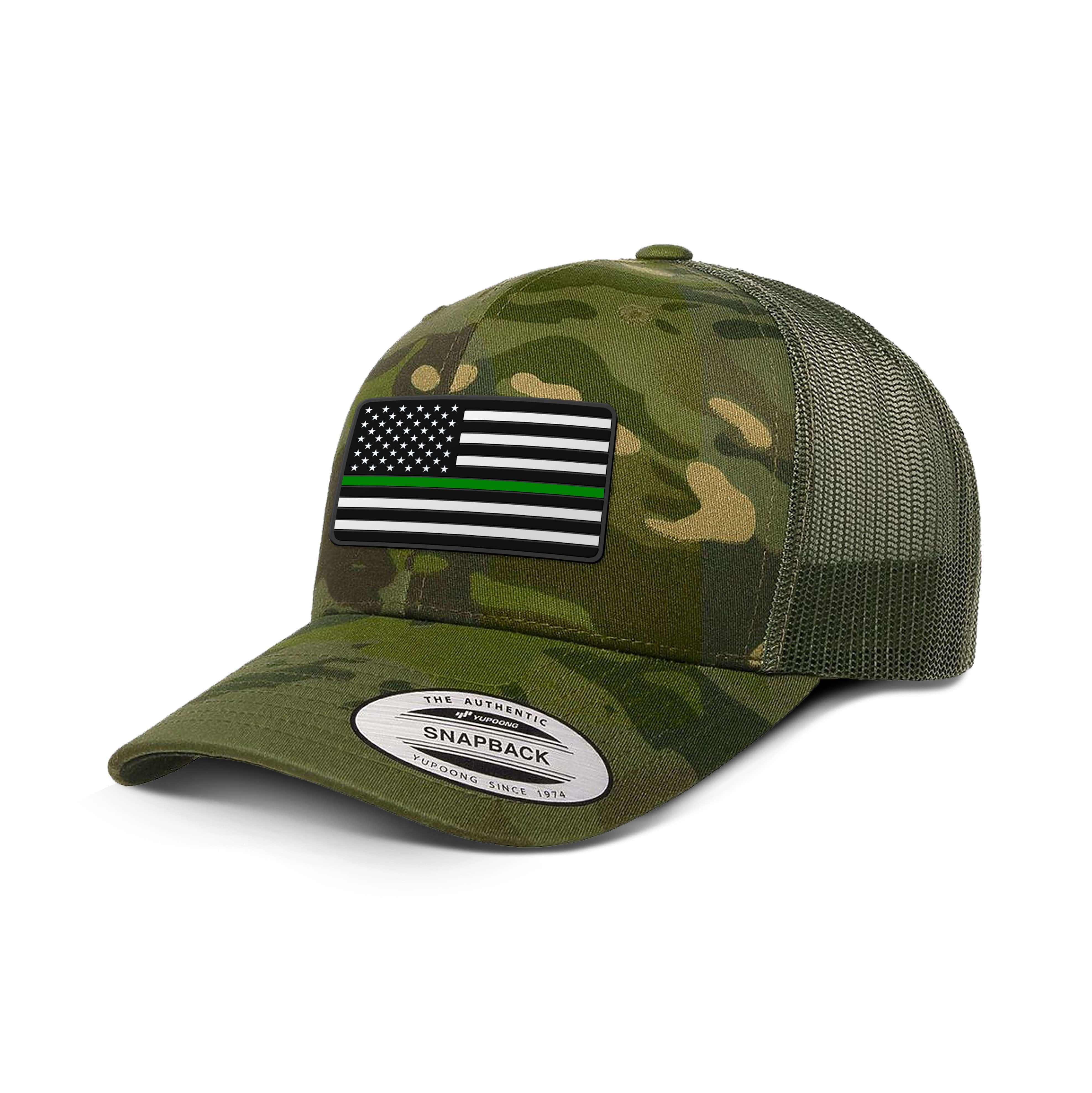 Adjustable Snapback Trucker Cap / Tropic Green USA THIN GREEN FLAG Camo Edition Trucker Hat maga trump