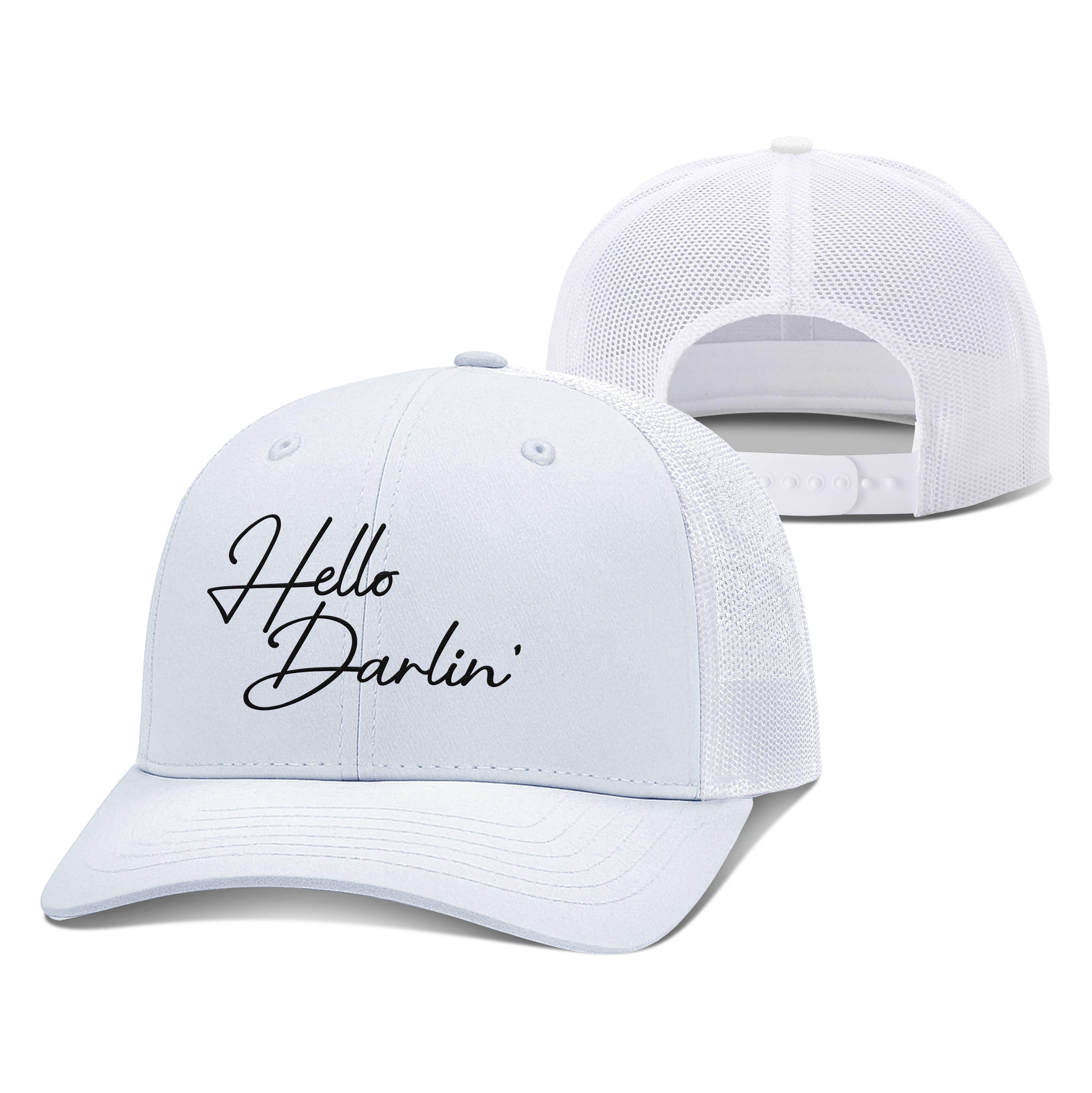 Adjustable Snapback Trucker Cap / White / OS Hello Darlin' Trucker Hat maga trump