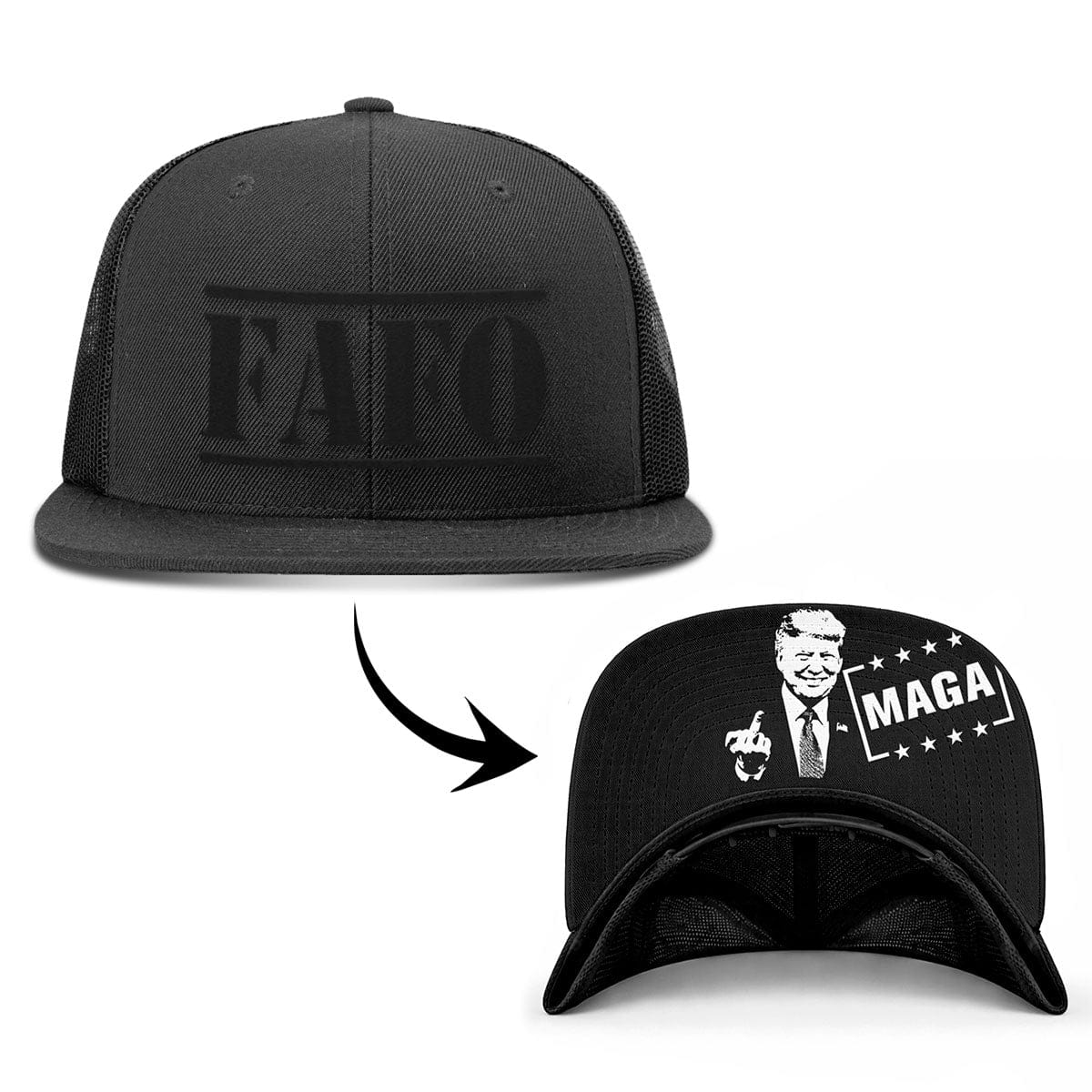 Black FAFO Blackout Flat Bill (MF Hat) maga trump