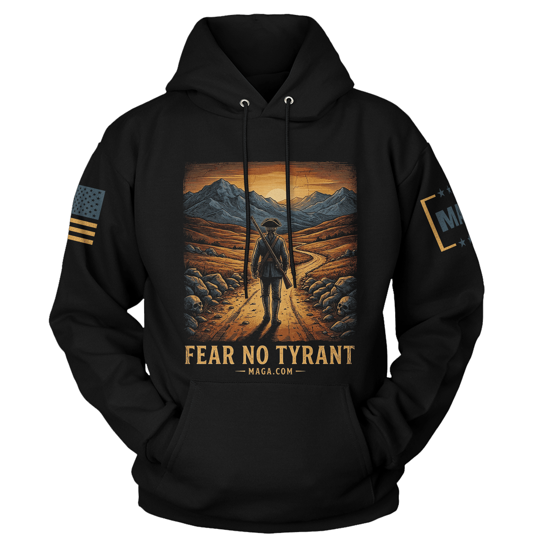 Black / S Fear No Tyrant Hoodie maga trump