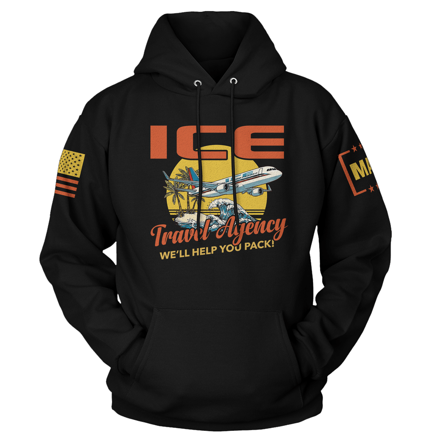 Black / S ICE Travel Agency Hoodie maga trump