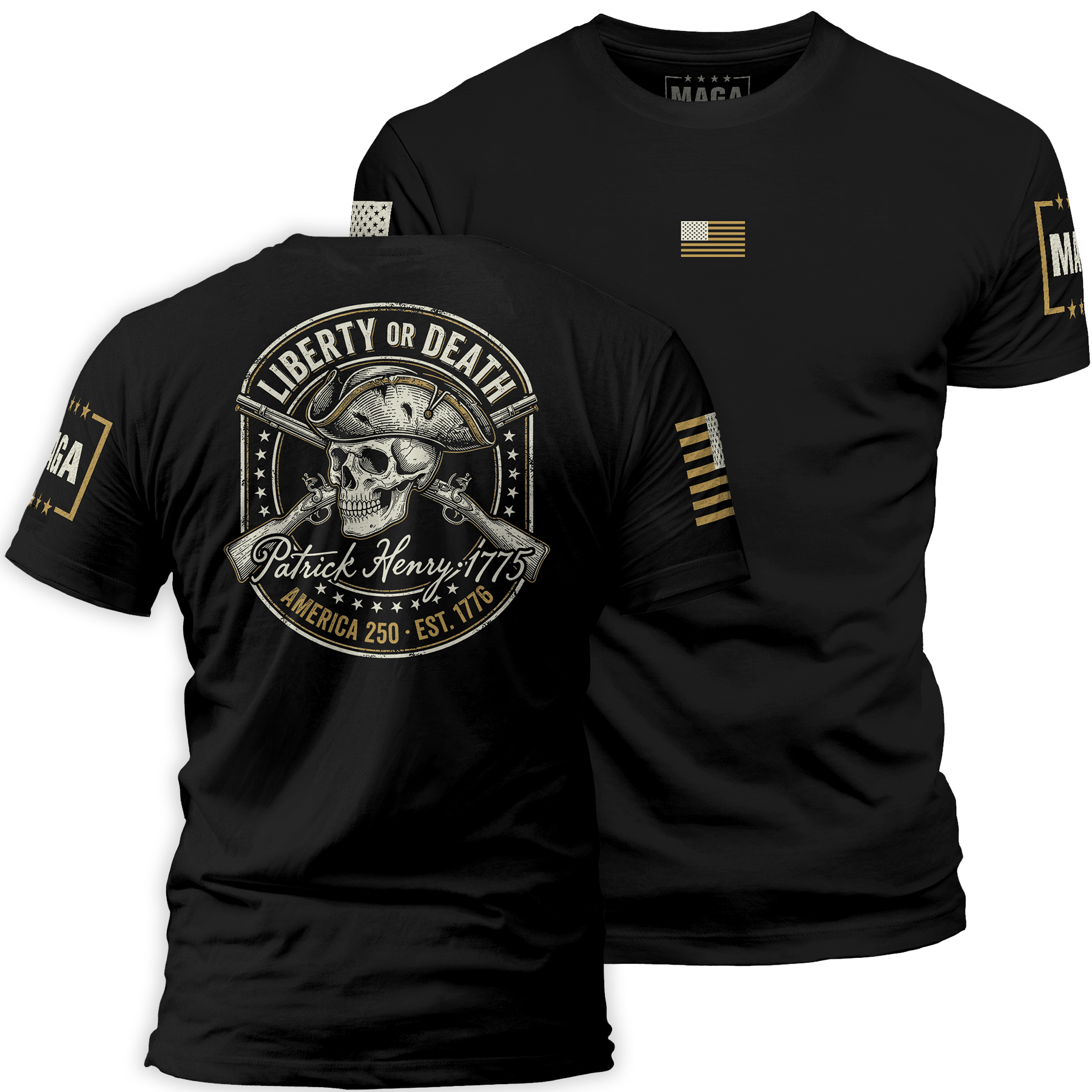 Black / S Liberty or Death - Patrick Henry 1775 maga trump