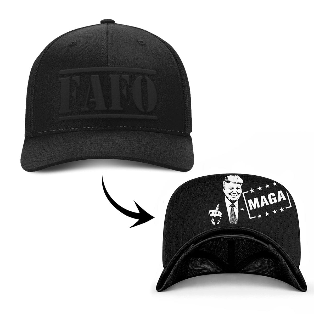 Black / SM/MD FAFO Blackout Flexfit (MF Hat) maga trump