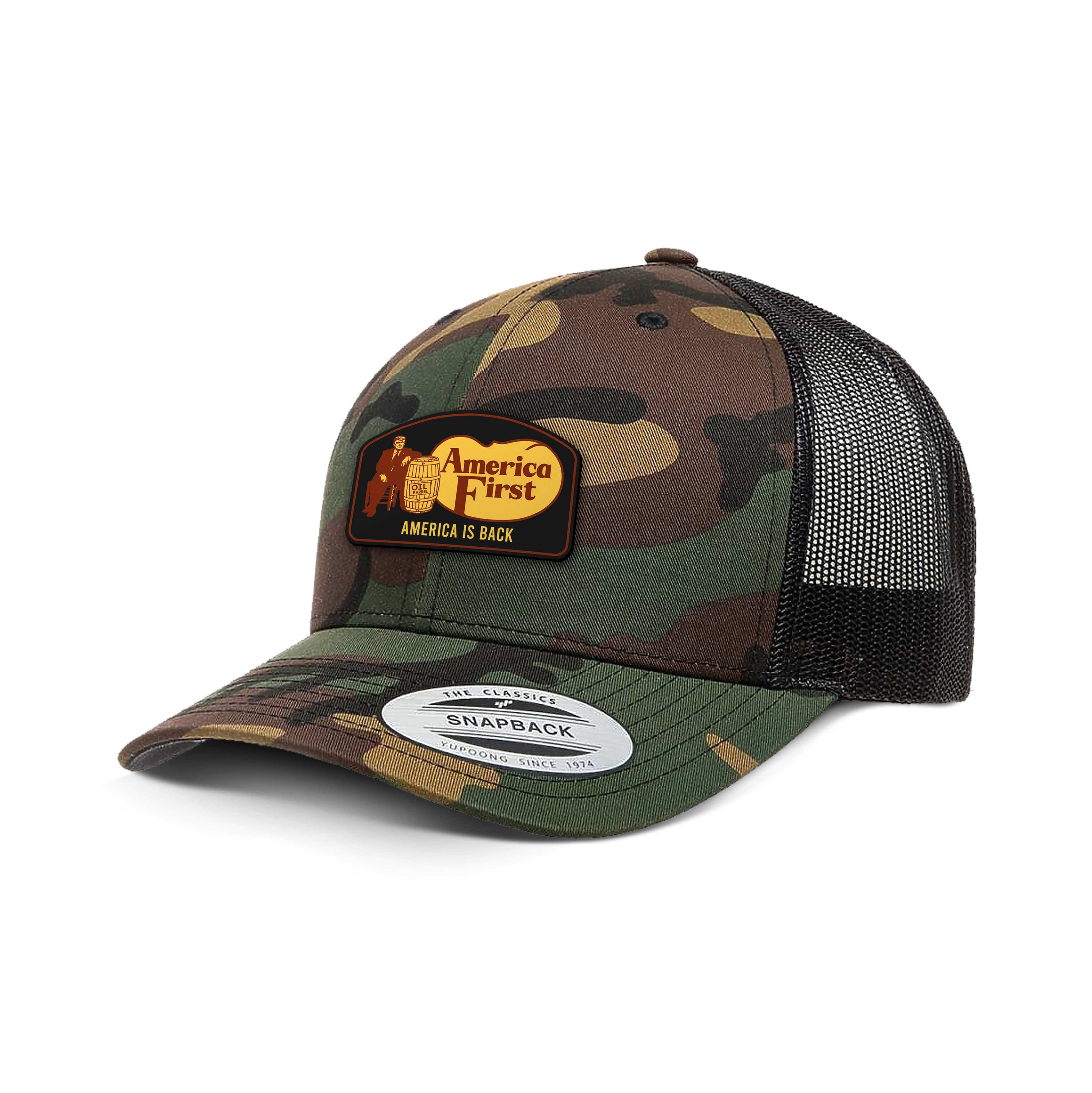 Classics Six-Panel Retro Trucker Cap / Camo / OS AMERICA FIRST Camo Edition Trucker Hat maga trump