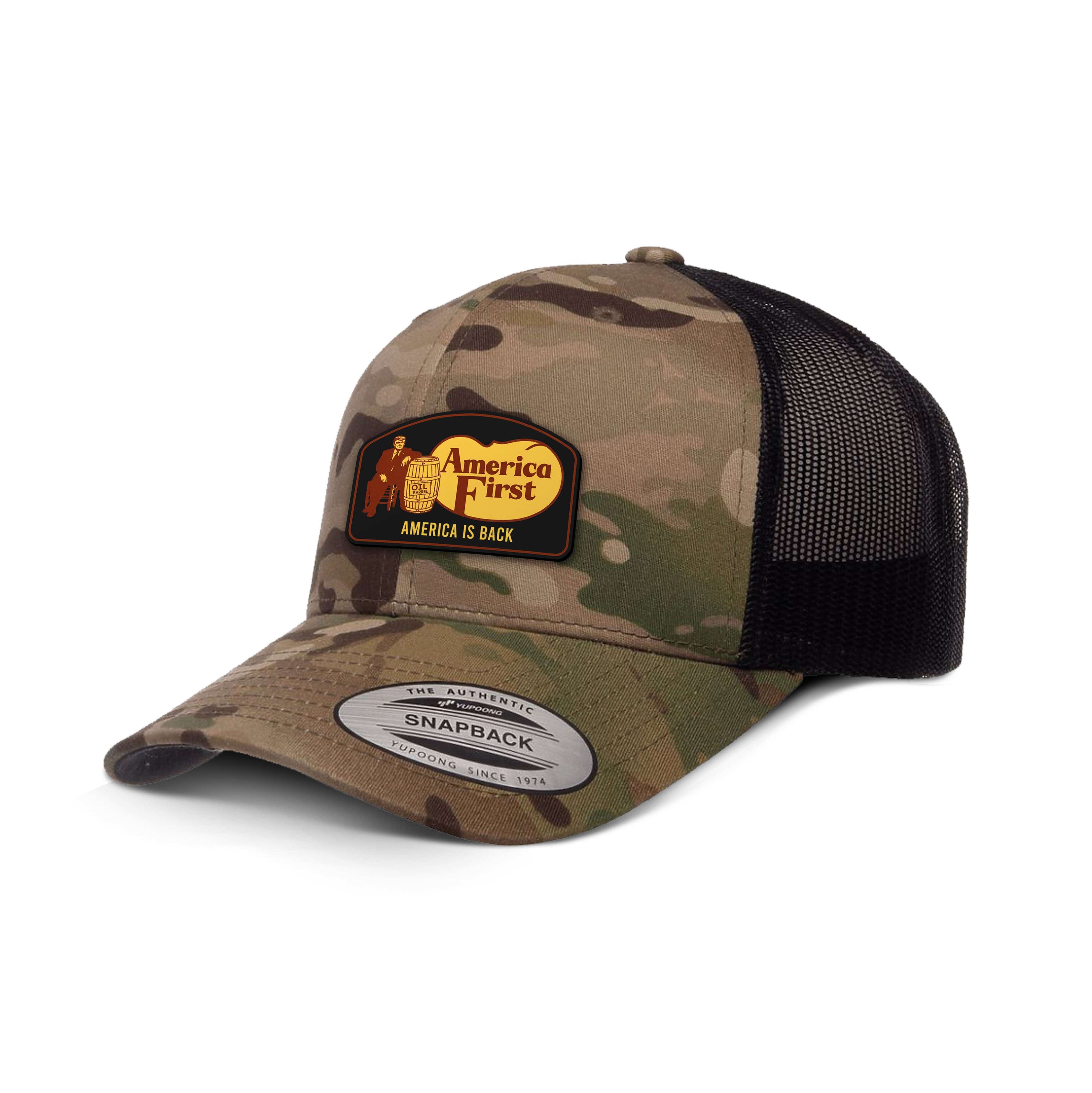 Classics Six-Panel Retro Trucker Cap / Green Black / OS AMERICA FIRST Camo Edition Trucker Hat maga trump