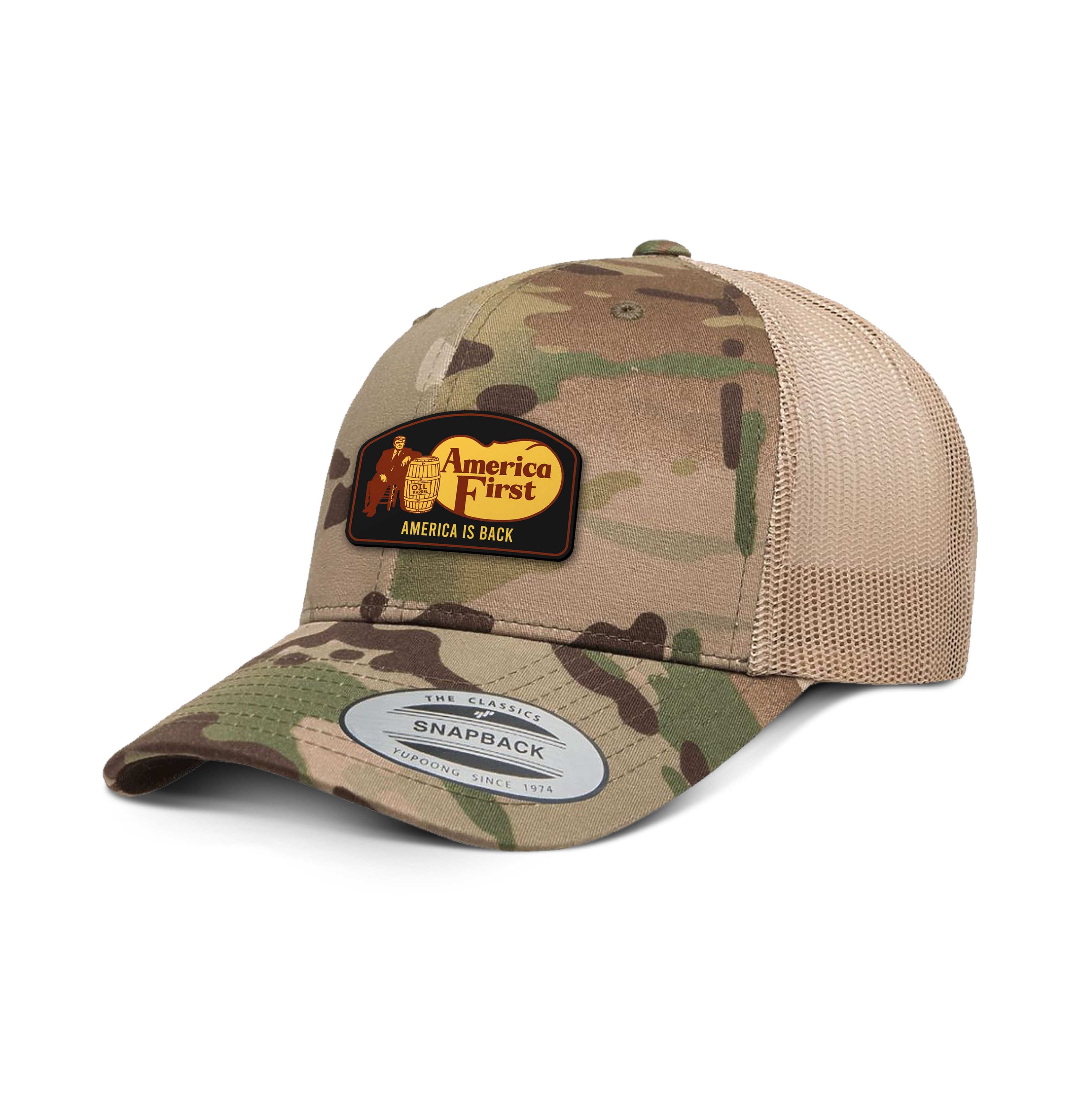 Classics Six-Panel Retro Trucker Cap / Green Khaki / OS AMERICA FIRST Camo Edition Trucker Hat maga trump