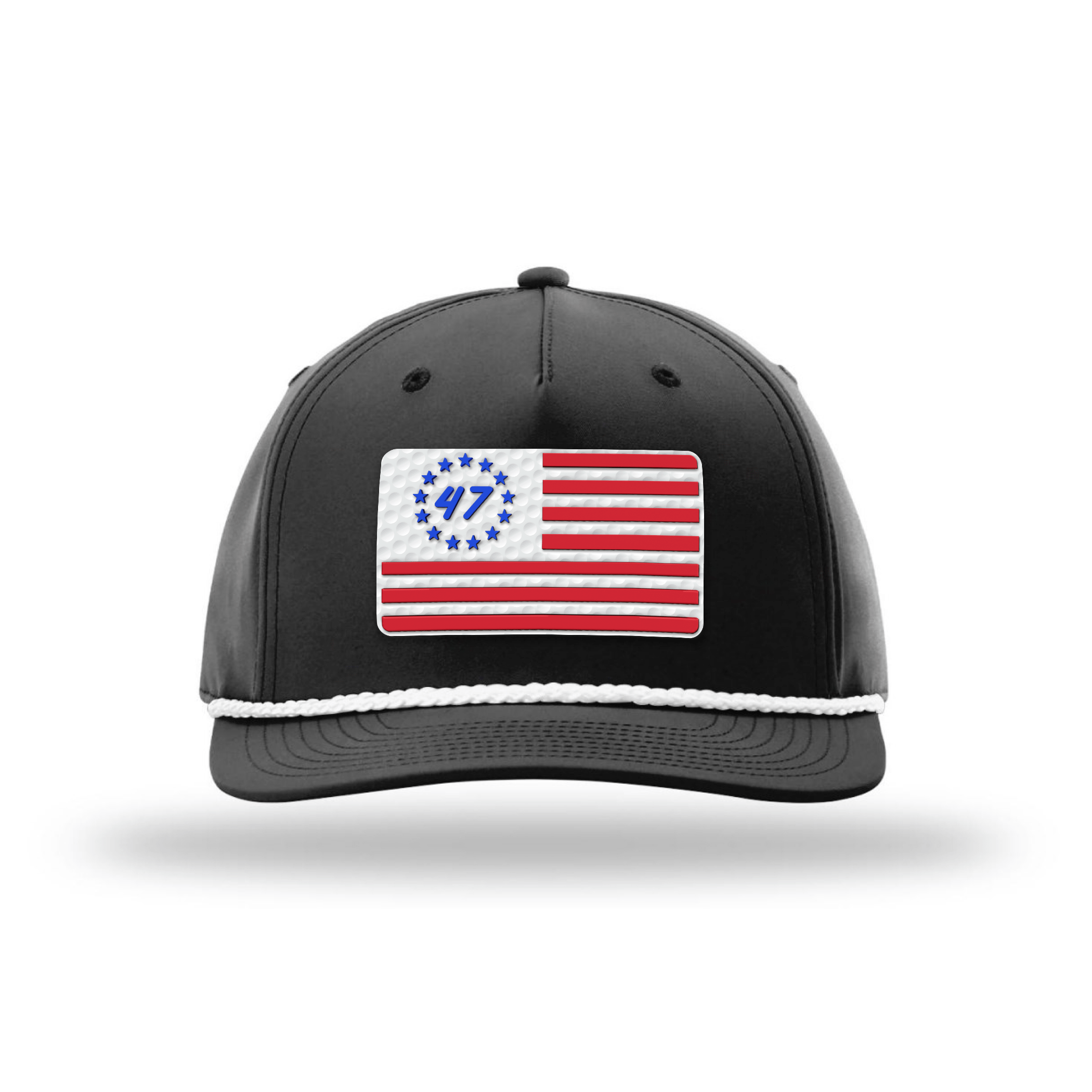 Five Panel Classic Rope / Black/White 47 Flag Patch Rope Hat maga trump