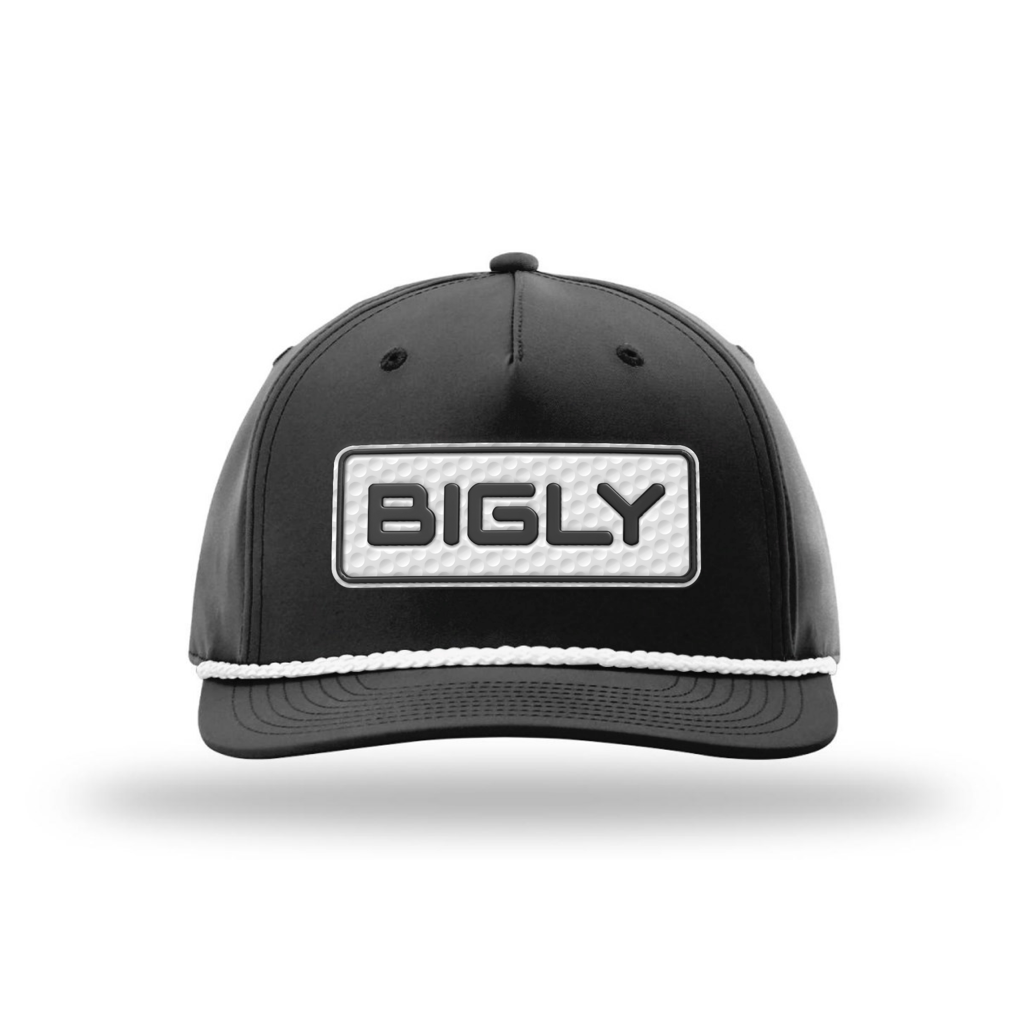 Five Panel Classic Rope / Black/White Bigly Golf Patch Rope Hat maga trump