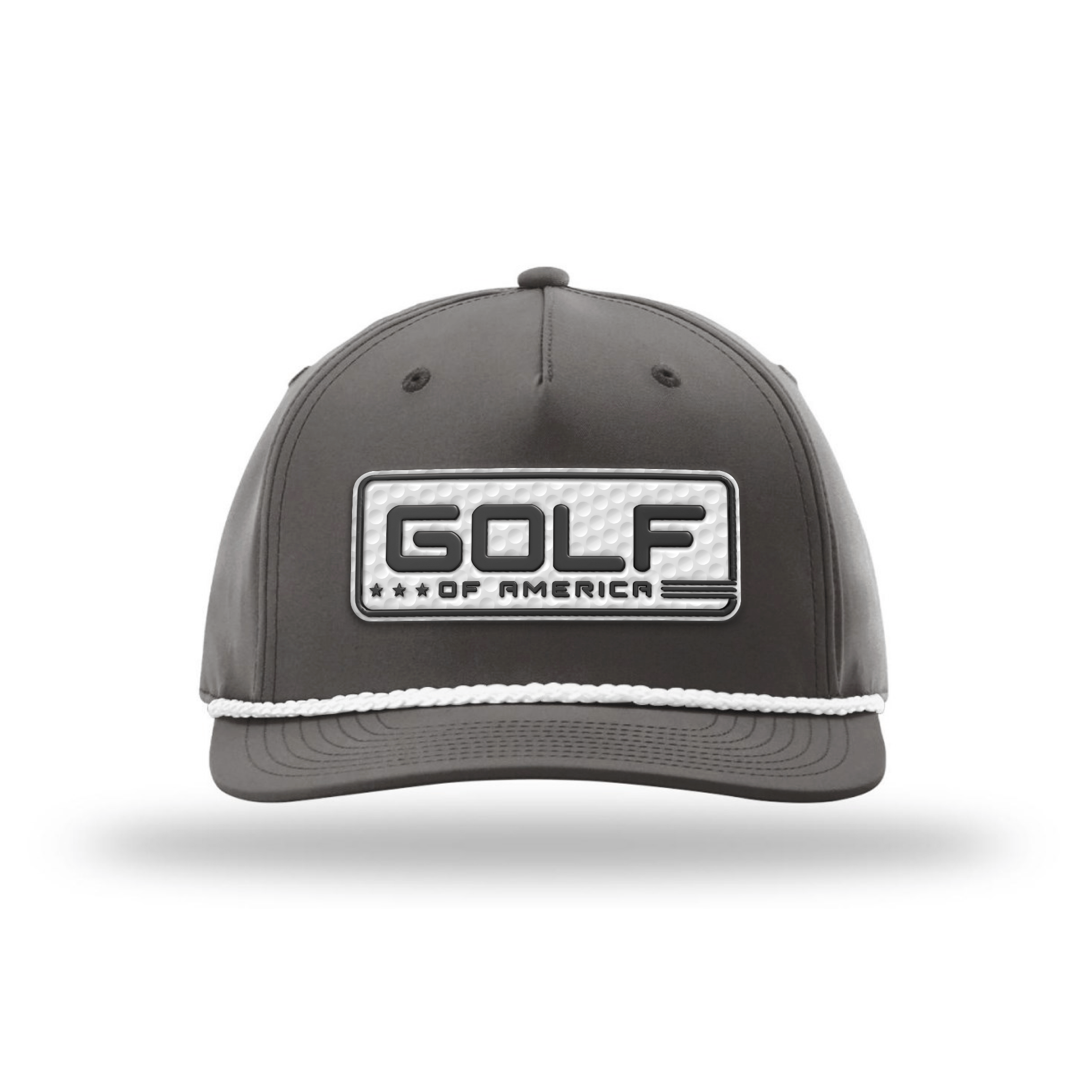Five Panel Classic Rope / Dark Gray/White Golf of America Golf Patch Rope Hat maga trump