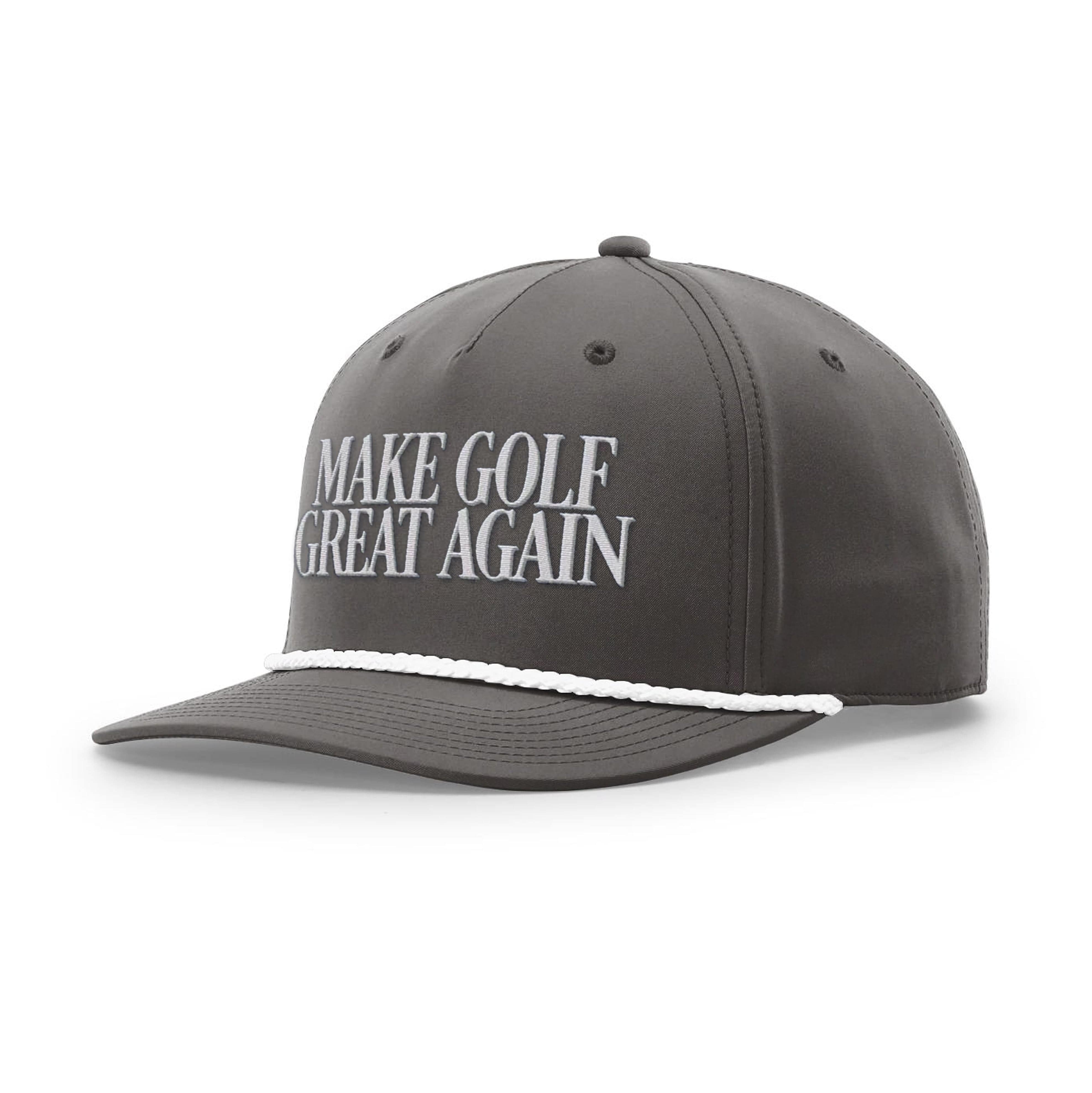 Five Panel Classic Rope / Dark Gray/White / OS MAKE GOLF GREAT AGAIN Rope Hat maga trump