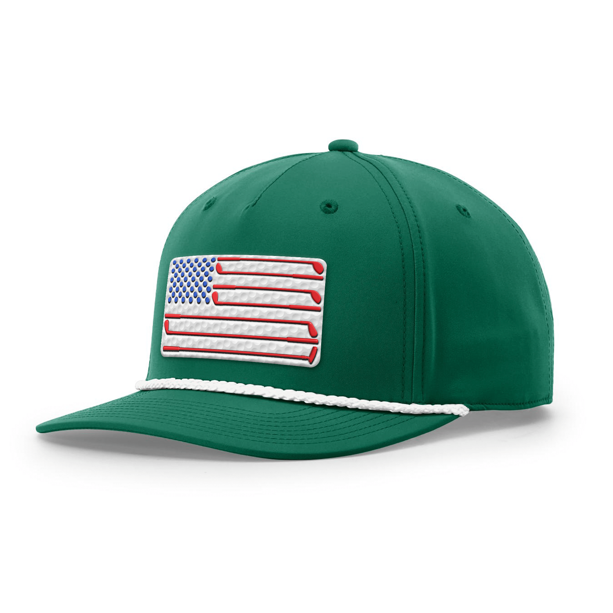 Five Panel Classic Rope / Green/White Golf of America Flag Patch Rope Hat maga trump