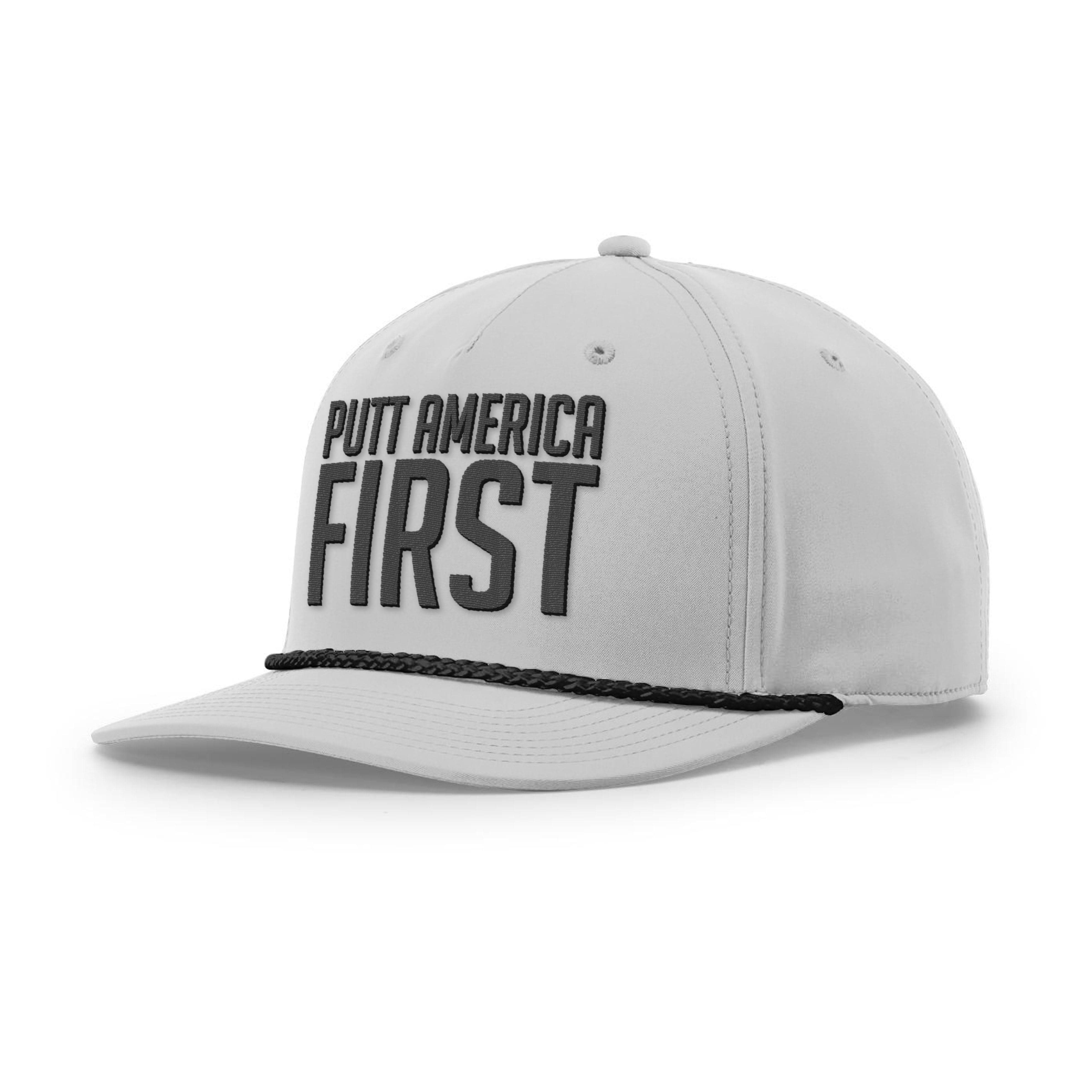 Five Panel Classic Rope / Heather Gray/Black / OS Putt America First Rope Hat maga trump