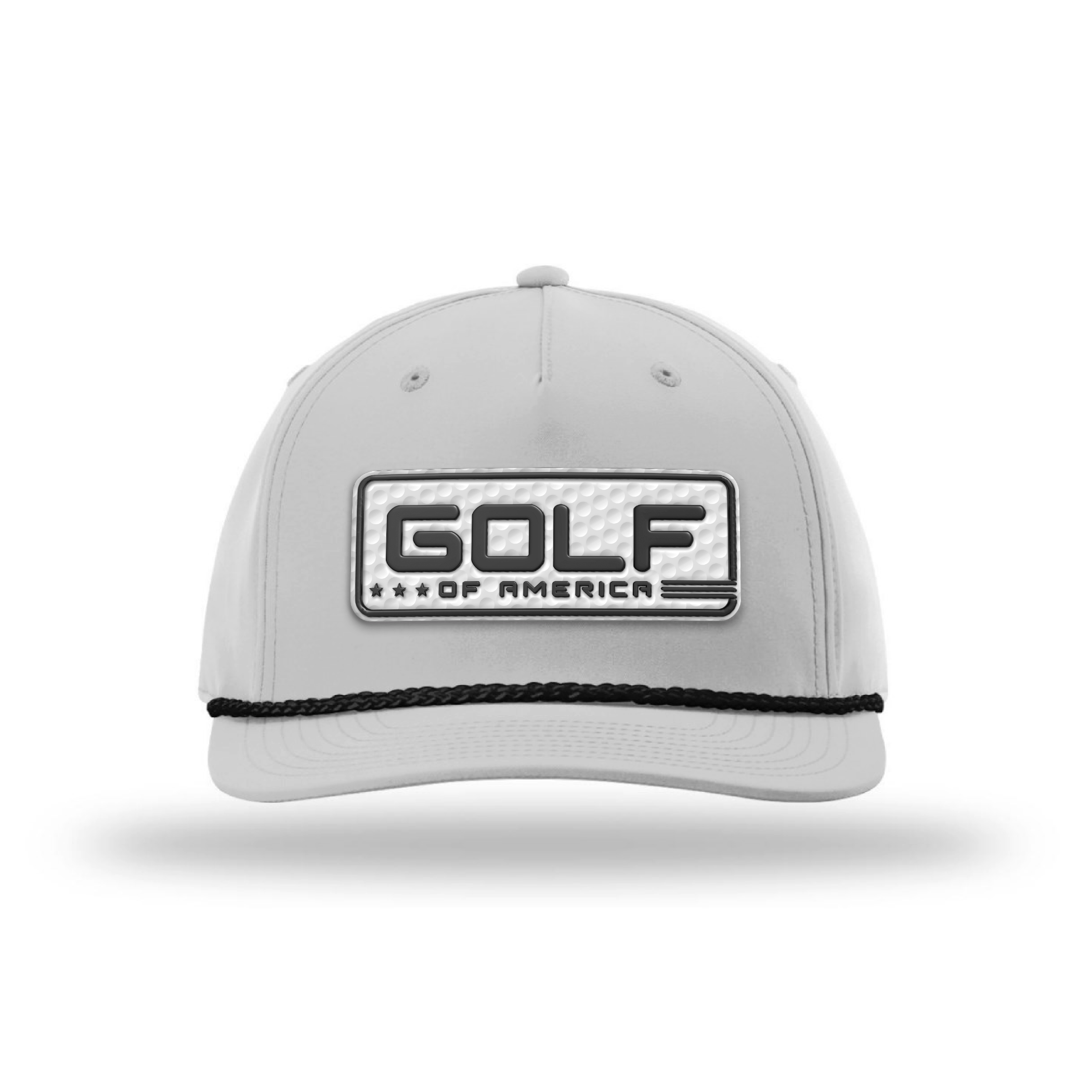 Five Panel Classic Rope / Light Gray/Black Golf of America Golf Patch Rope Hat maga trump