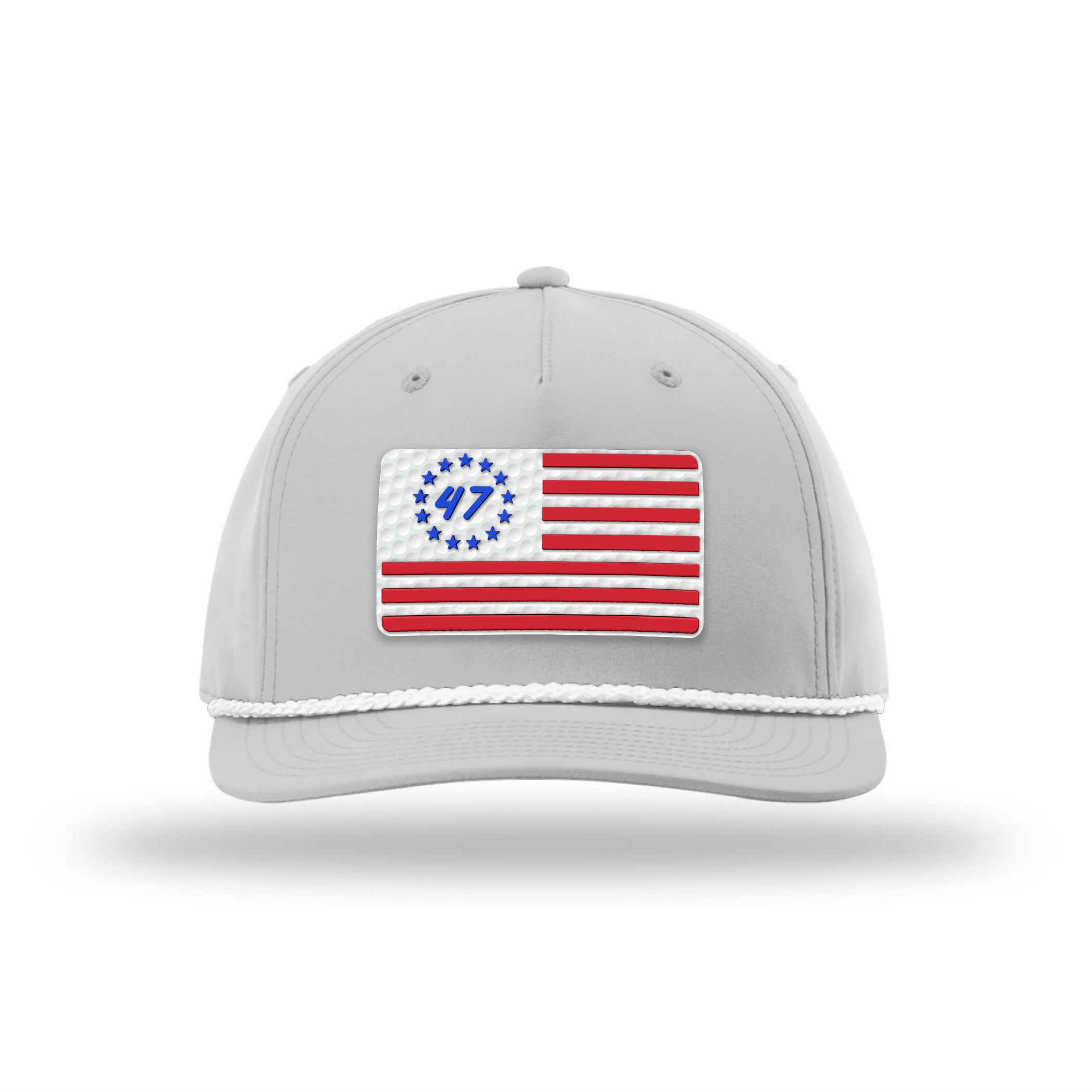 Five Panel Classic Rope / Light Gray/White 47 Flag Patch Rope Hat maga trump