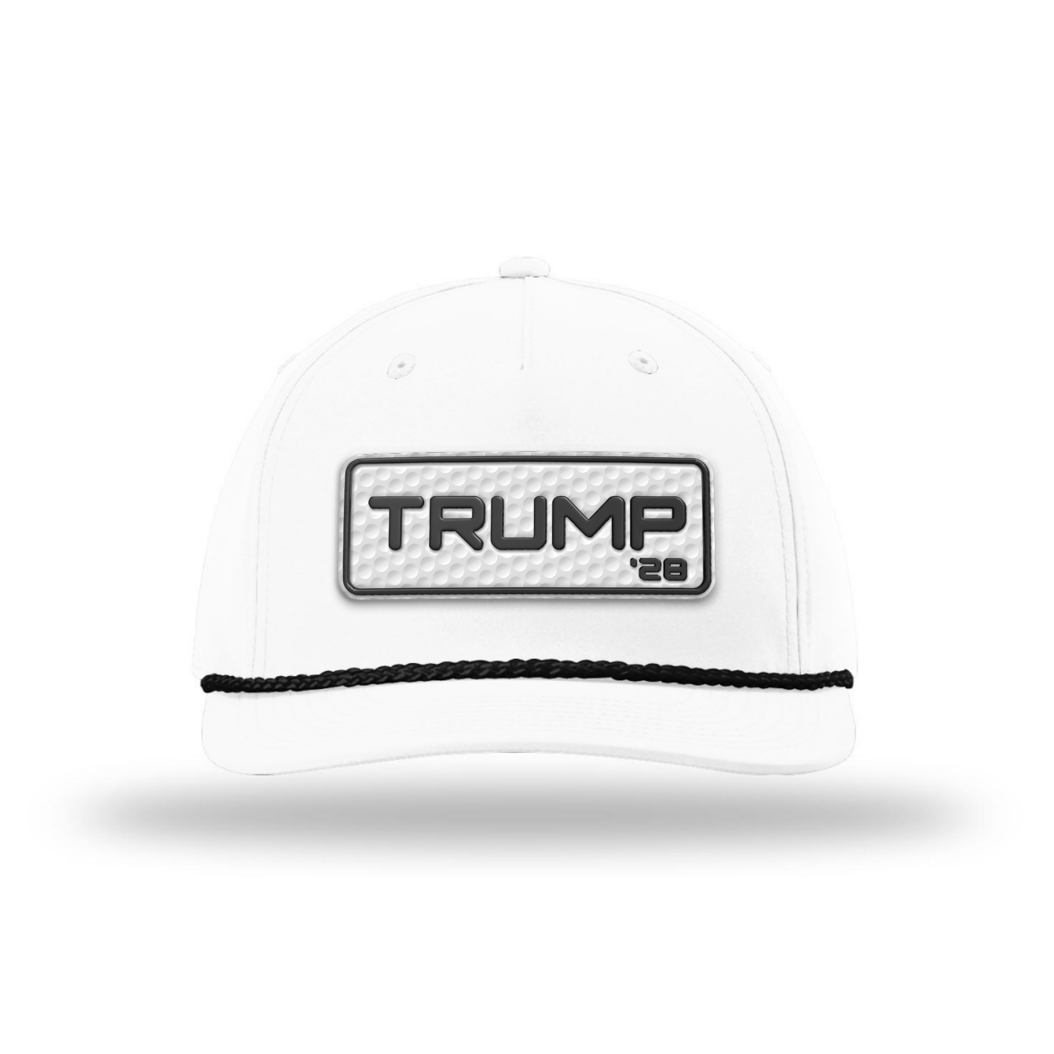 Five Panel Classic Rope / White/Black Trump 28 Golf Patch Rope Hat maga trump