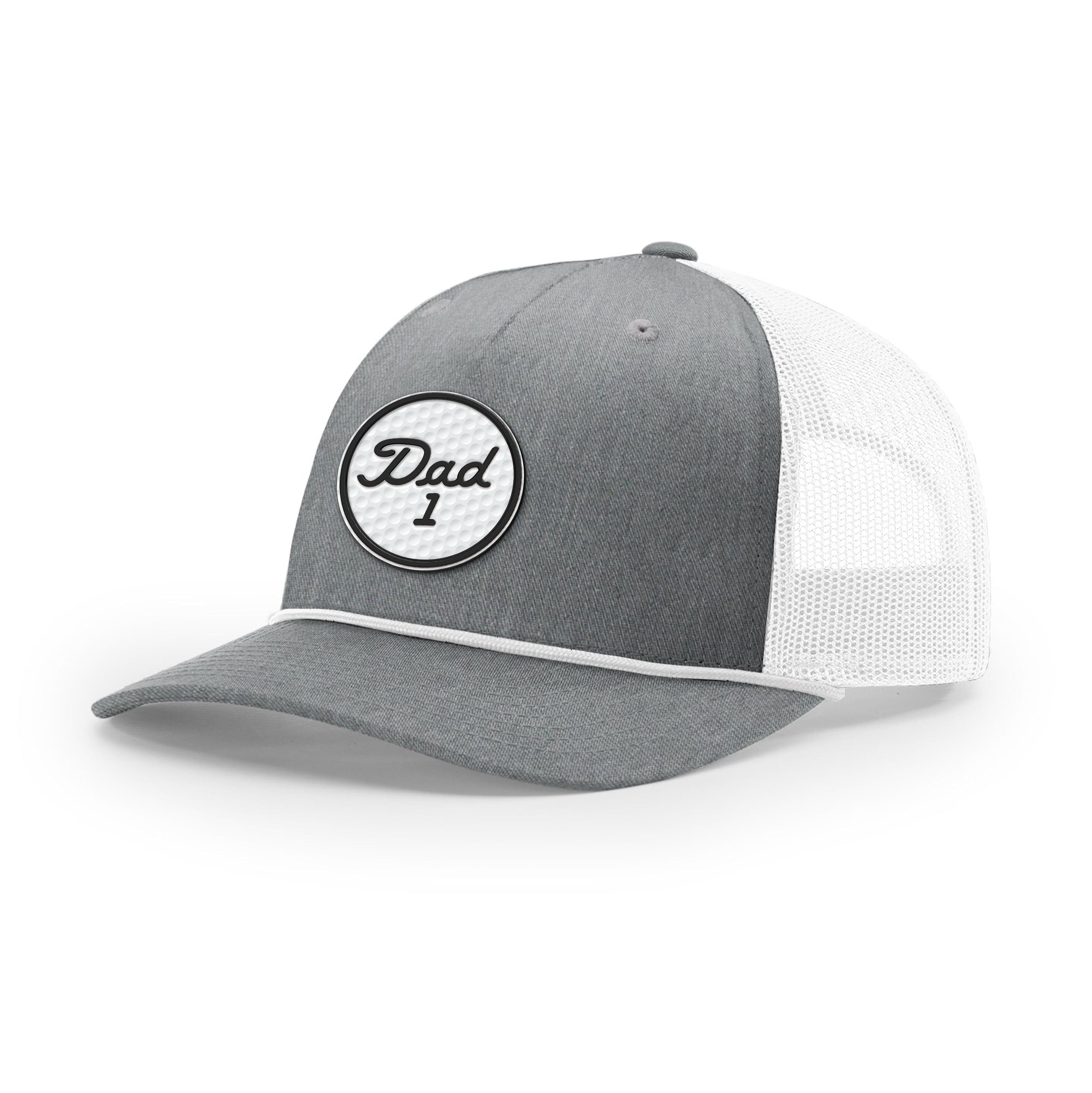 Five Panel Trucker with Rope / Heather Gray/White / OS #1 Dad Golf Ball Circle Patch Rope Trucker Hat maga trump