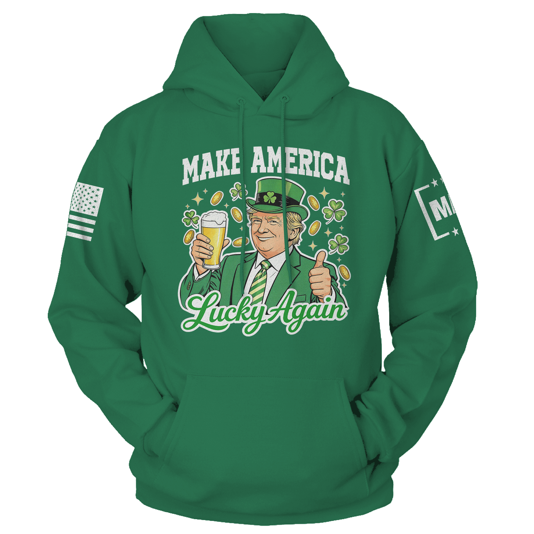 Green / S Make America Lucky Again Hoodie maga trump