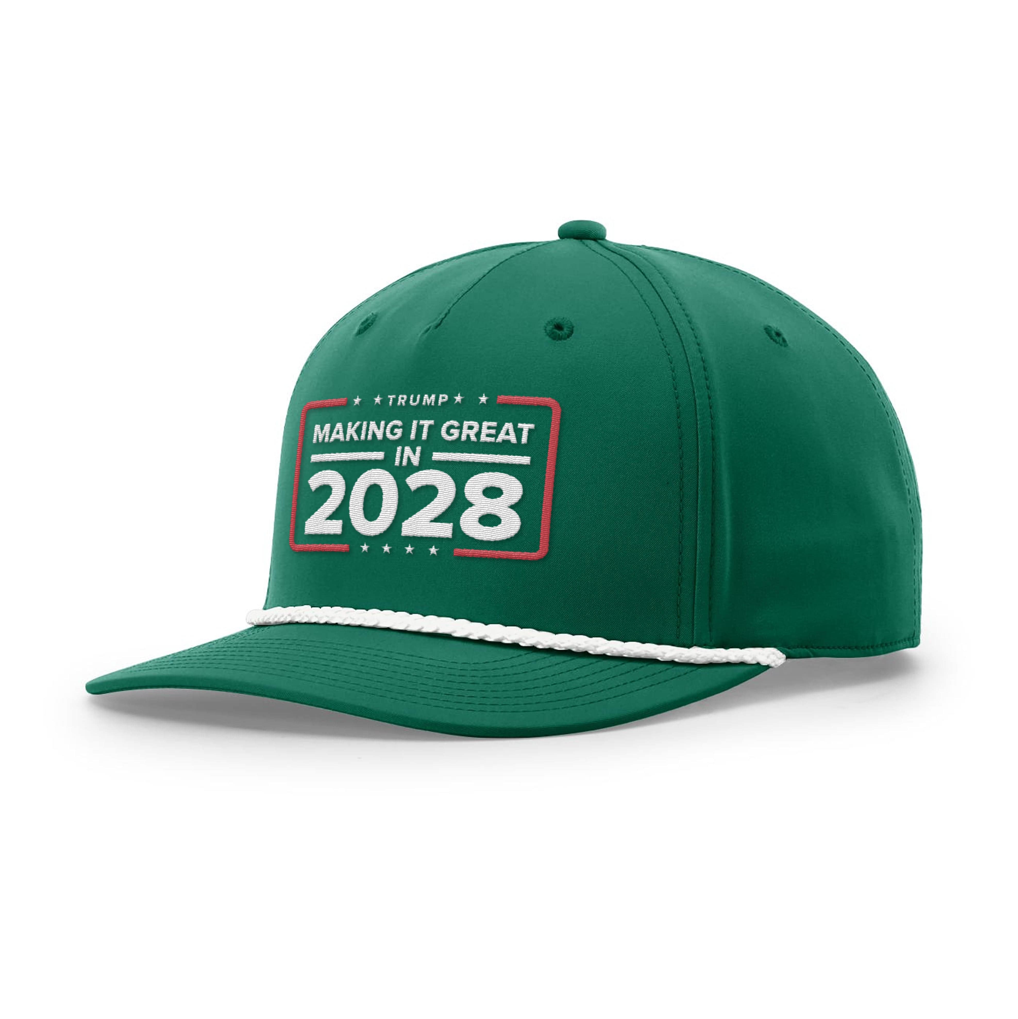 Kelly Green/White Making it Great in 2028 Rope Hat maga trump