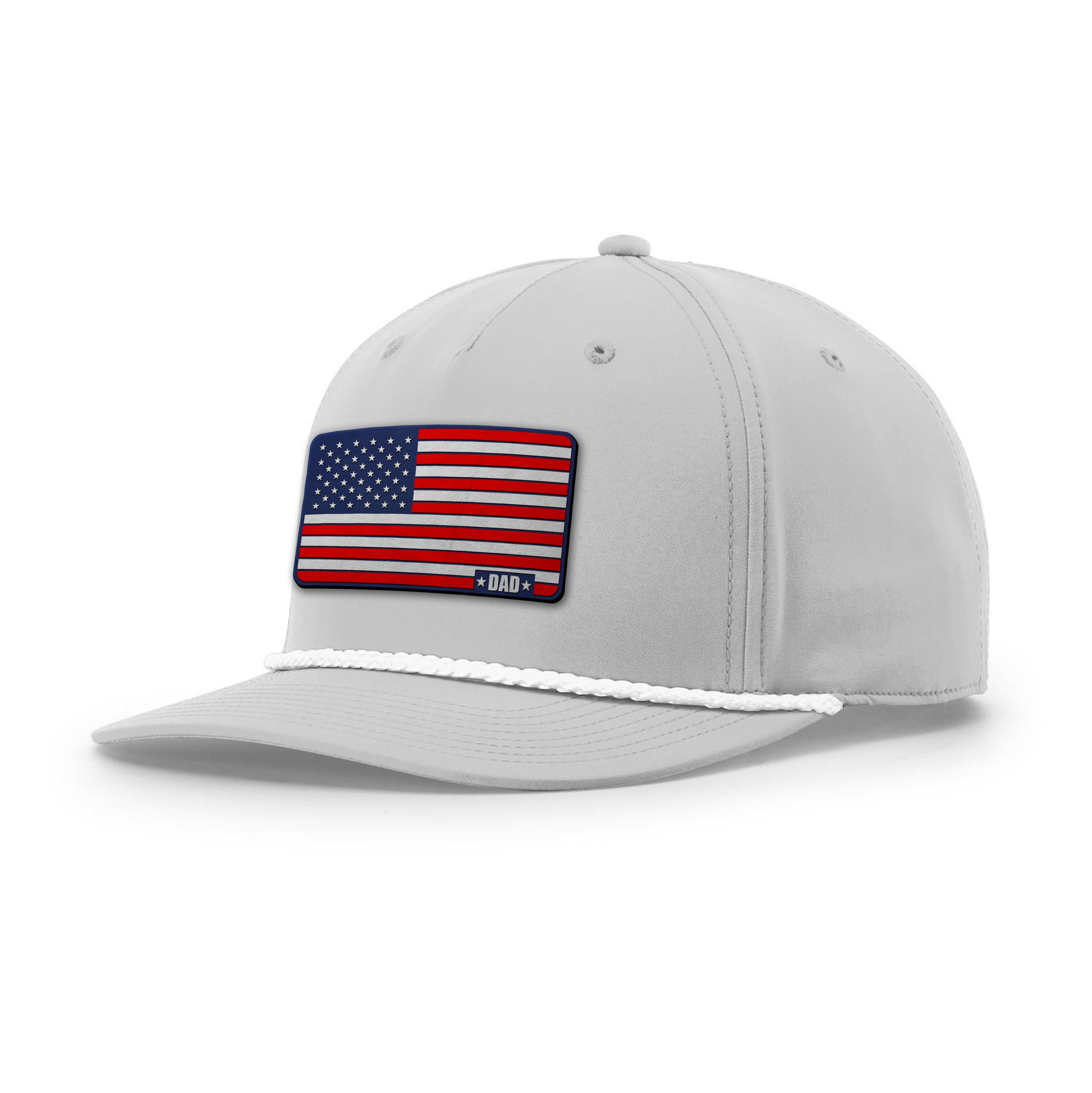 Light Gray/White American Dad Flag Rope Hat maga trump