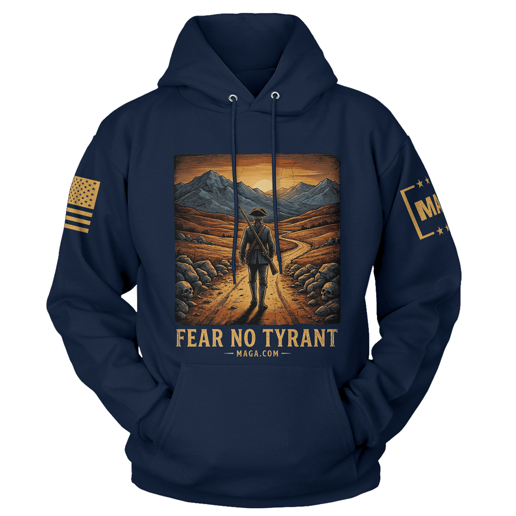 Navy / S Fear No Tyrant Hoodie maga trump