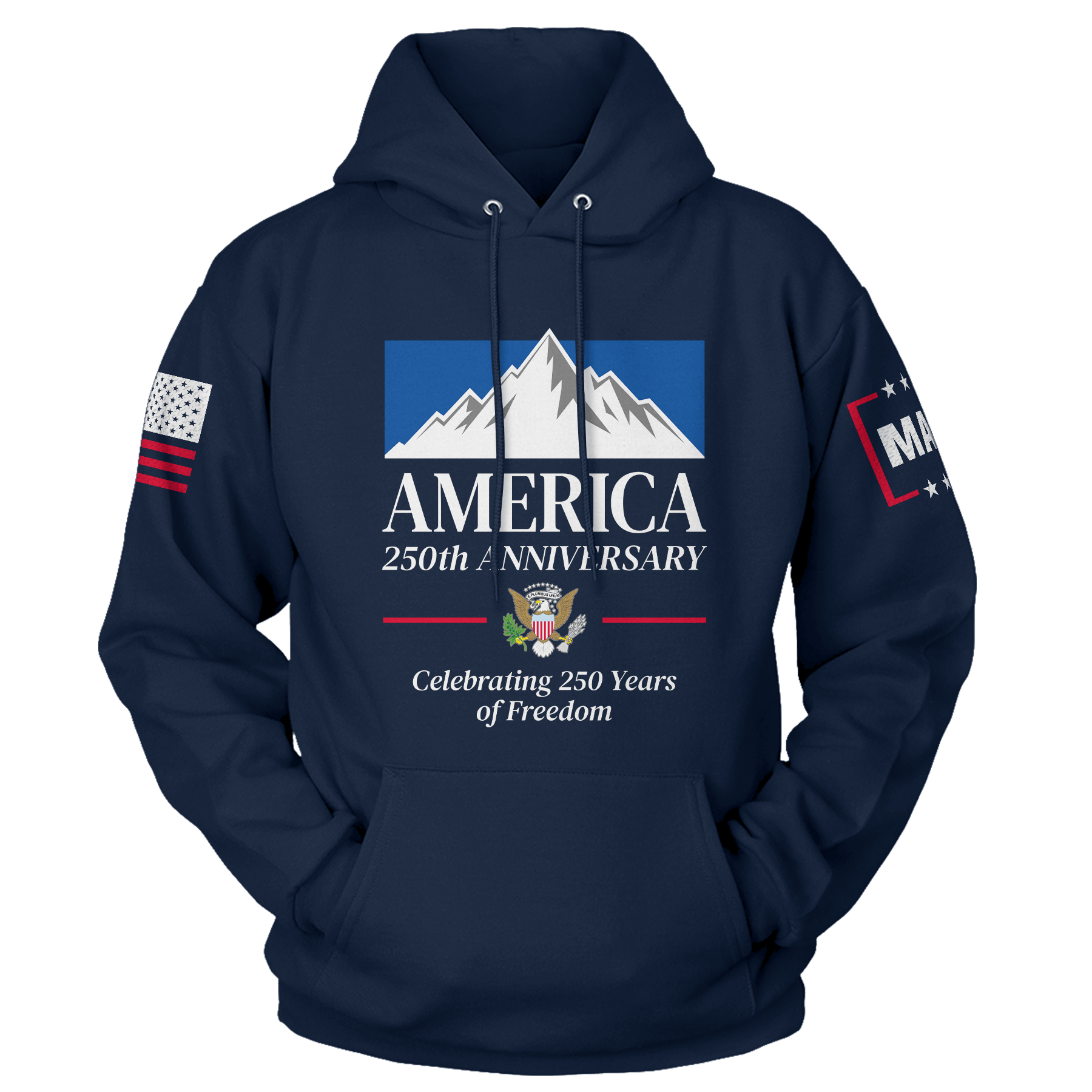 Navy / S Mountain Beer America 250th Hoodie maga trump