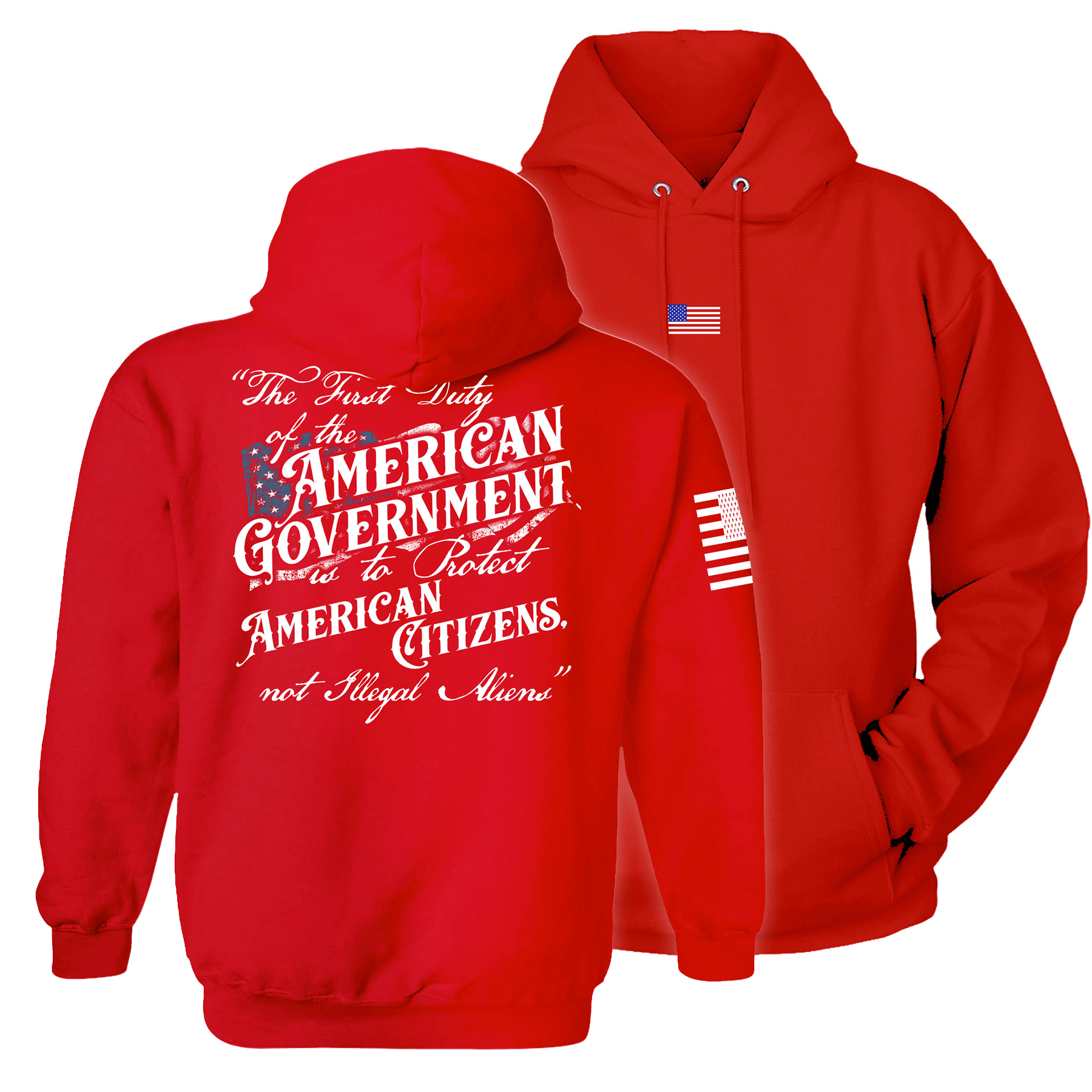 Red / S The First Duty of the American Government Hoodie maga trump