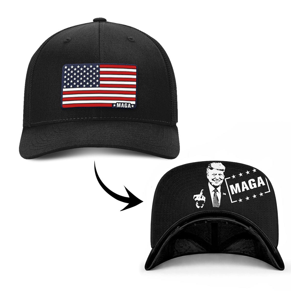 Trucker R-Flex / Black / S/M Maga American Flag Flexfit (MF Hat) maga trump