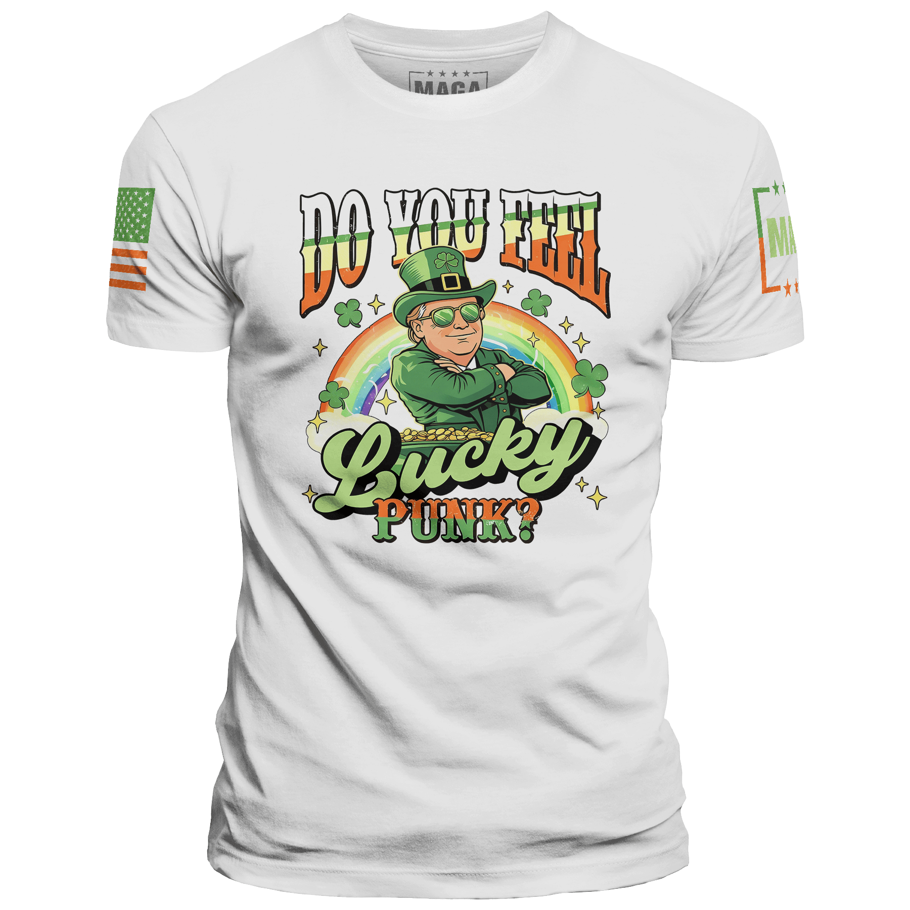 White / S Do You Feel Lucky - St Paddy Trump maga trump