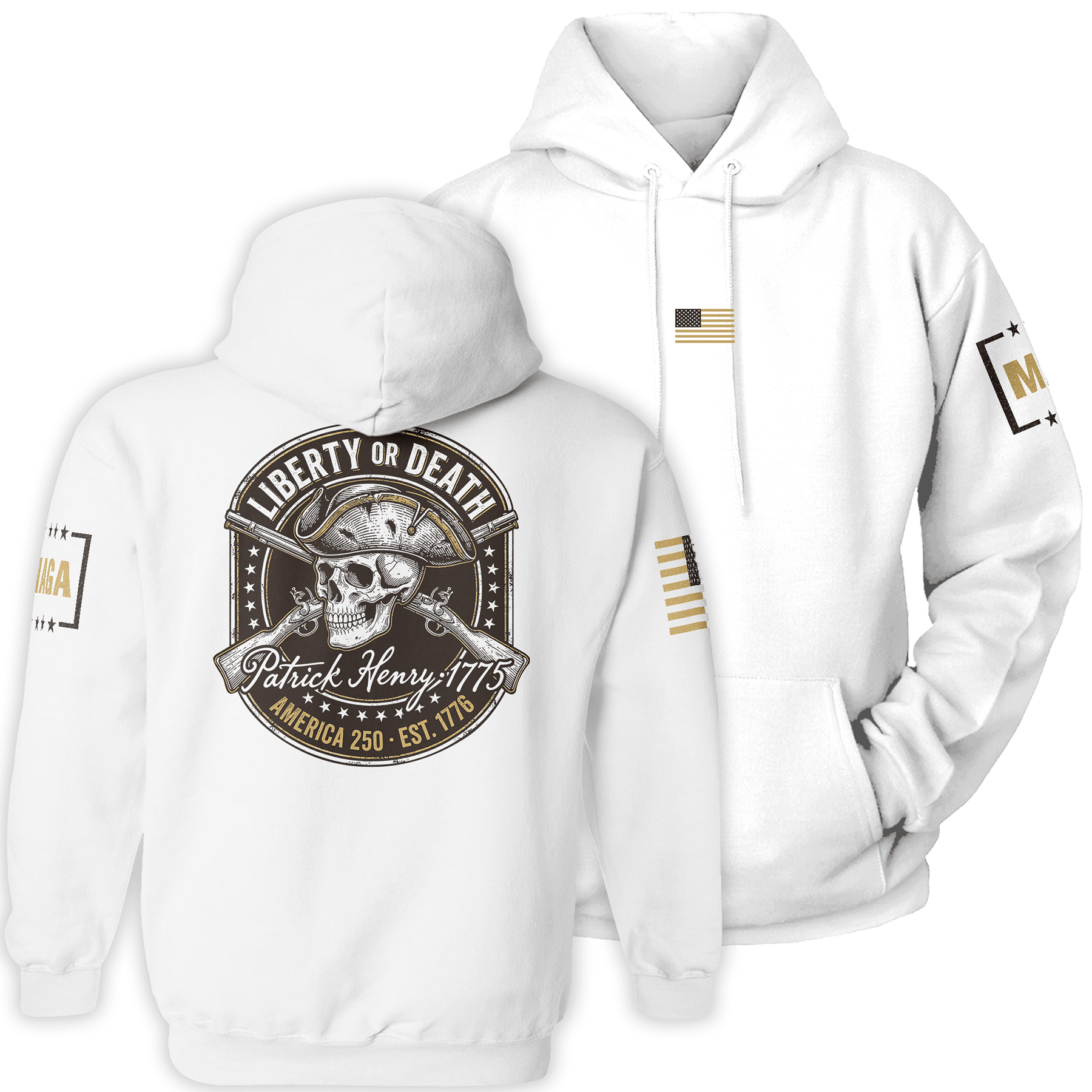 White / S Liberty or Death - Patrick Henry 1775 Hoodie maga trump