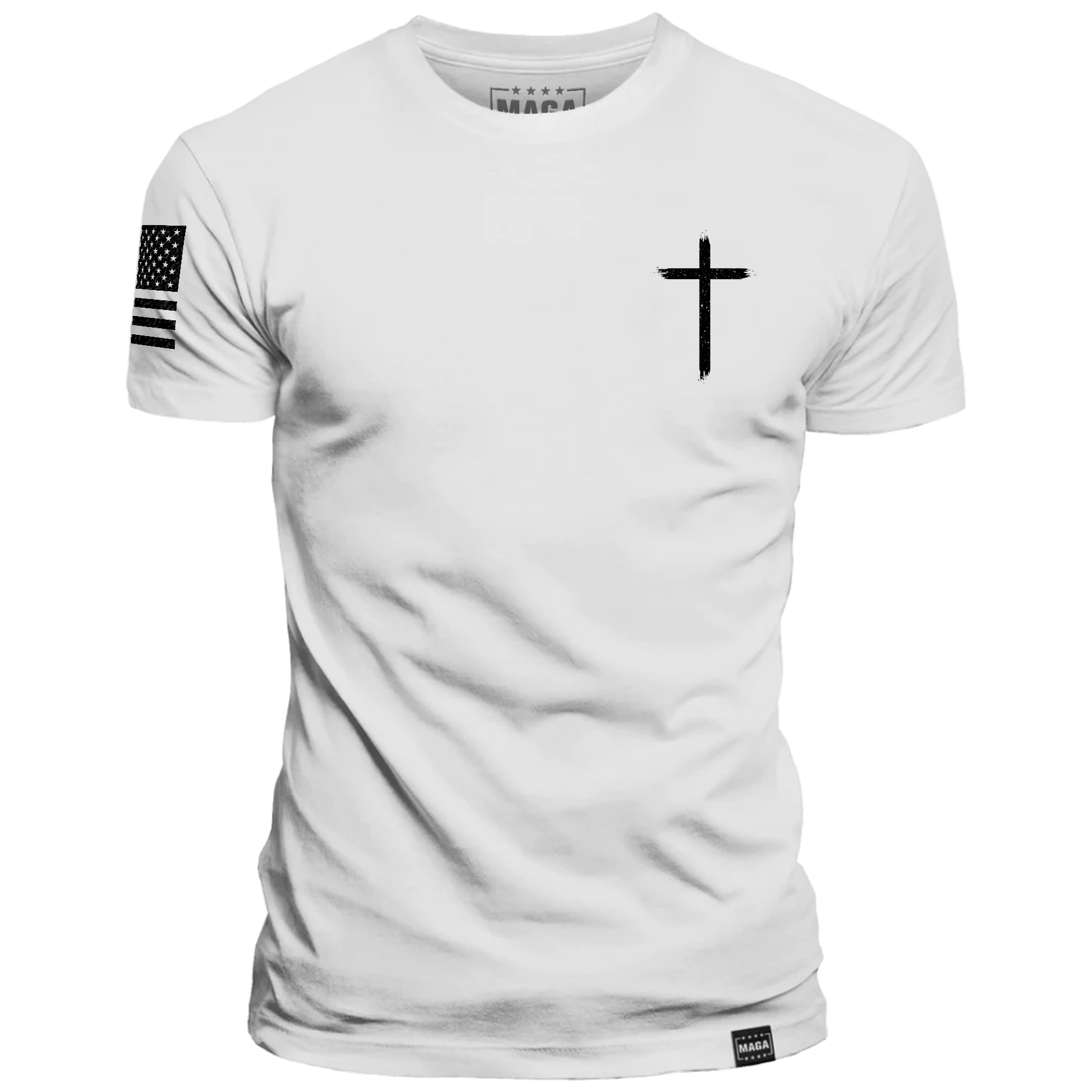White / S Make America Holy Again Brushstroke Cross maga trump