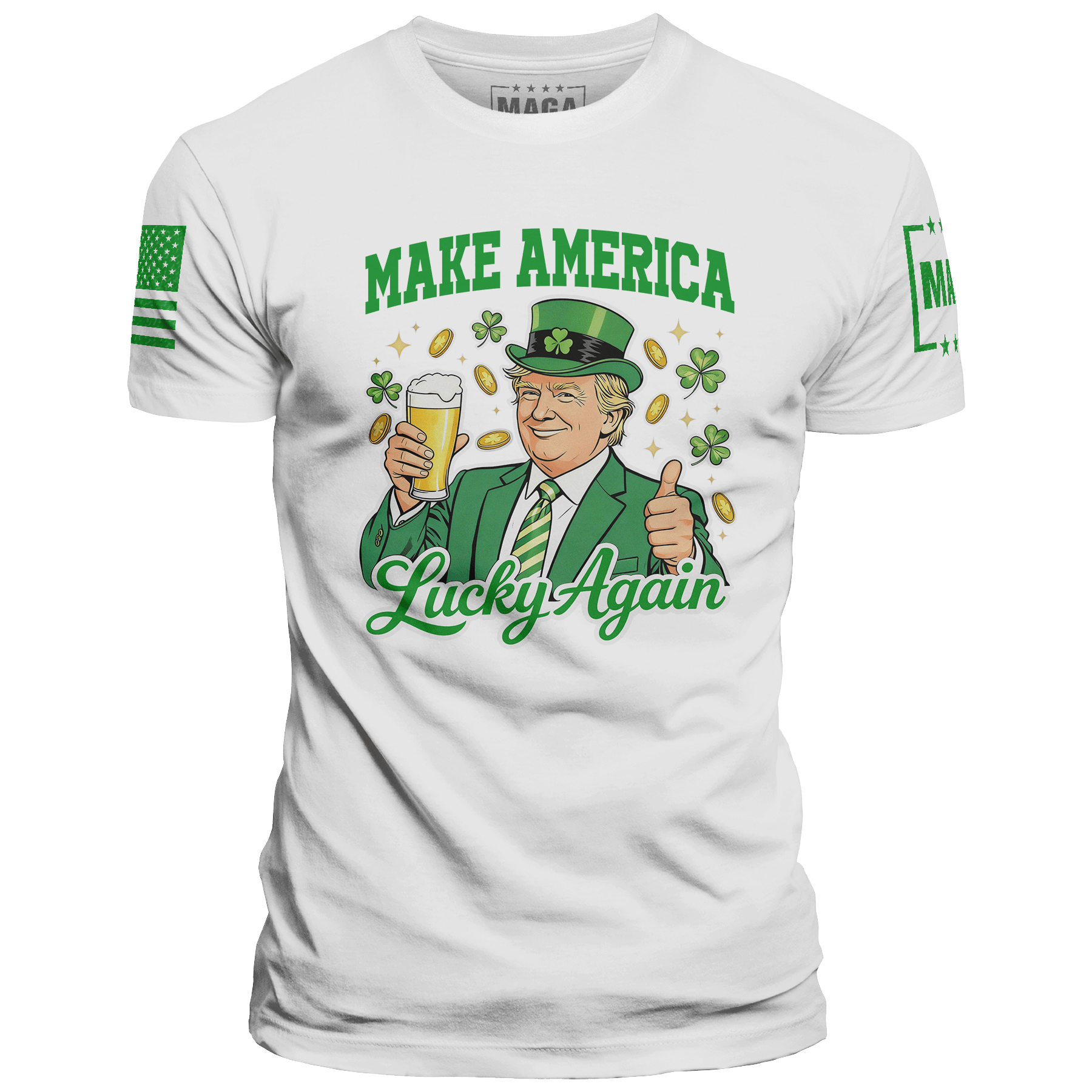 White / S Make America Lucky Again maga trump