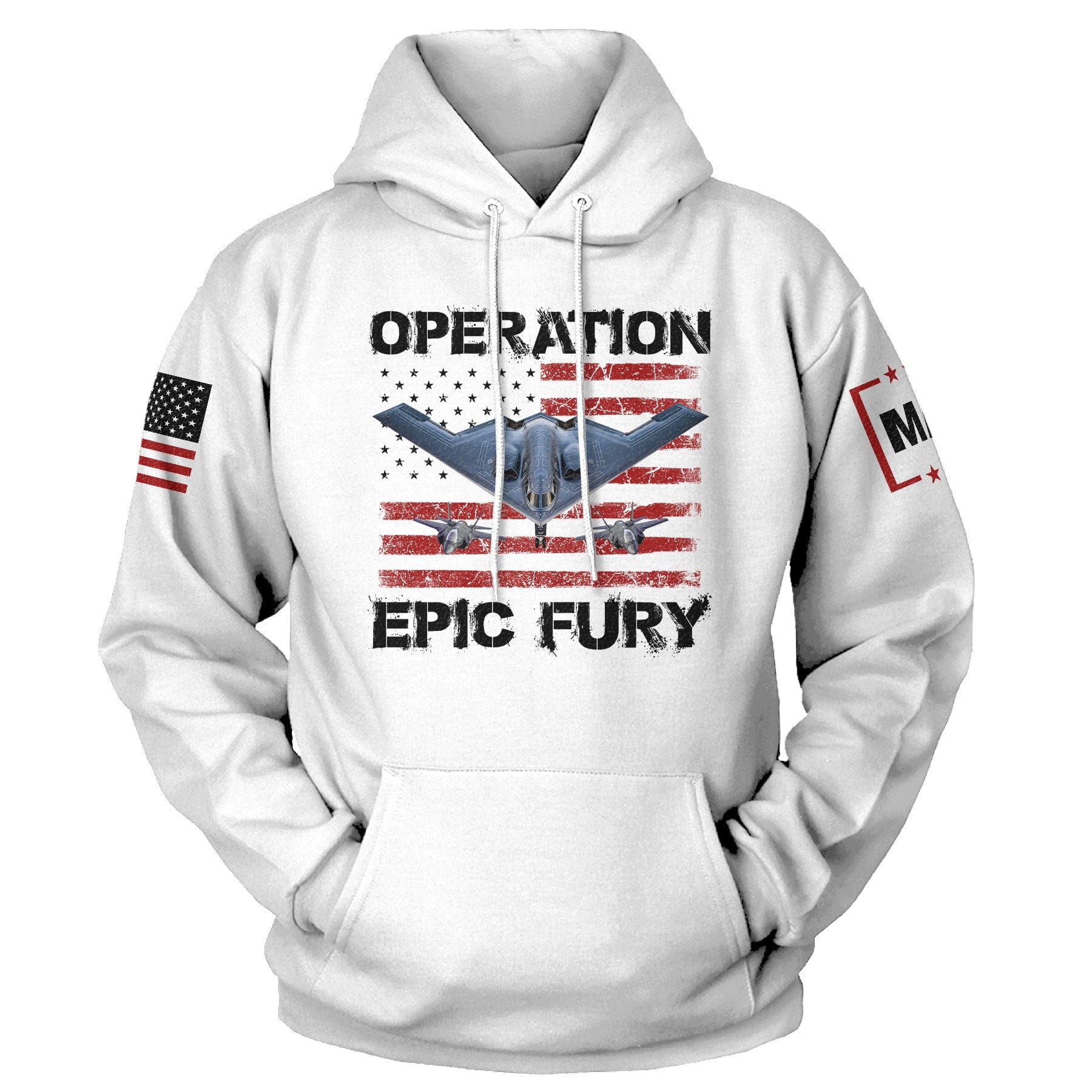 White / S Operation Epic Fury Hoodie maga trump