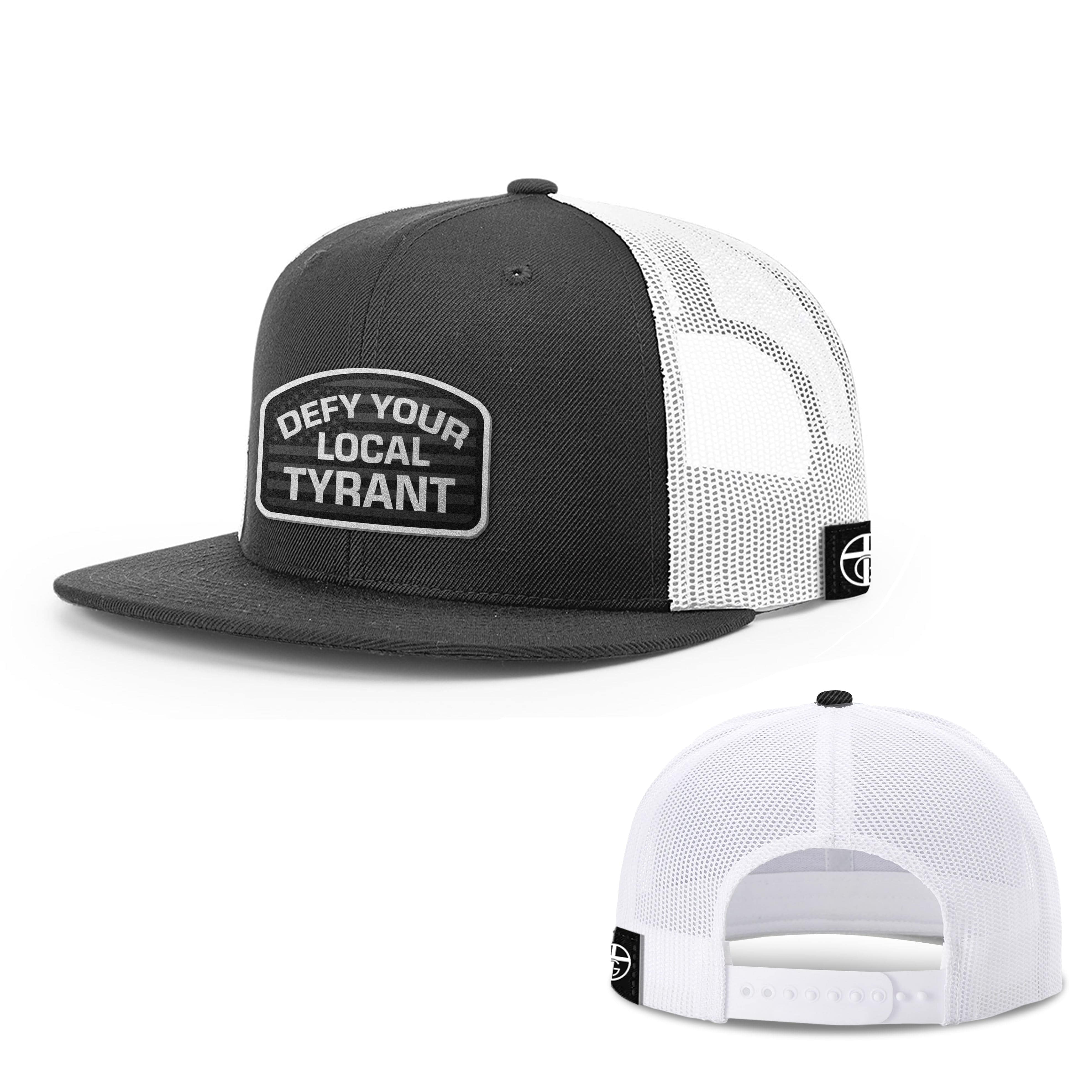 Wool blend flatbill trucker / Black/White Defy Your Local Tyrant FlatBill Hat maga trump