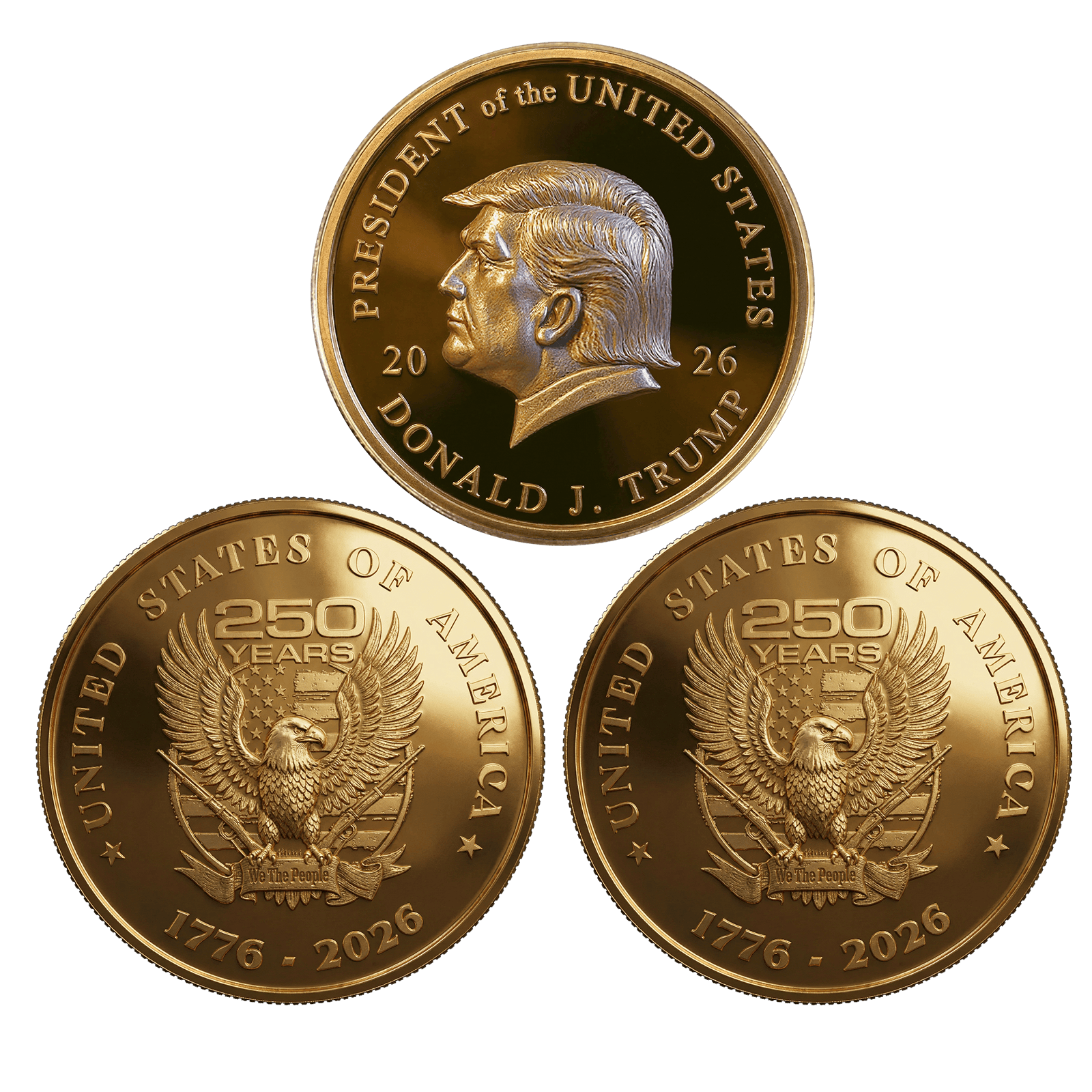 3 Pack 250th Anniversary Gold Coin maga trump