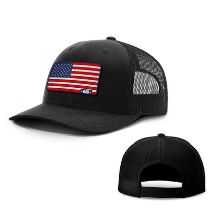 Adjustable Snapback Trucker Cap / Black / OS American Dad Flag Trucker Hat maga trump