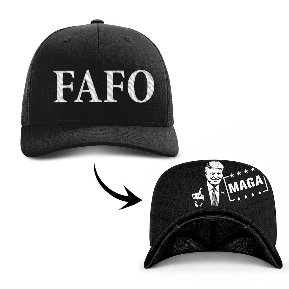 Adjustable Snapback Trucker Cap / Black / OS FAFO Trucker (MF Hat) maga trump
