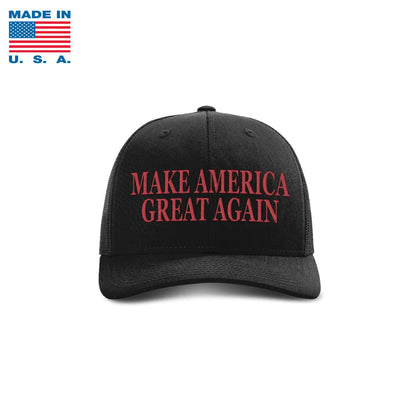 Adjustable Snapback Trucker Cap / Black(red print) Make America Great Again Hat Made in the USA maga trump