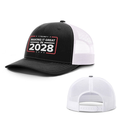 Adjustable Snapback Trucker Cap / Black/White / XL Making it Great in 2028 Trucker Hat maga trump