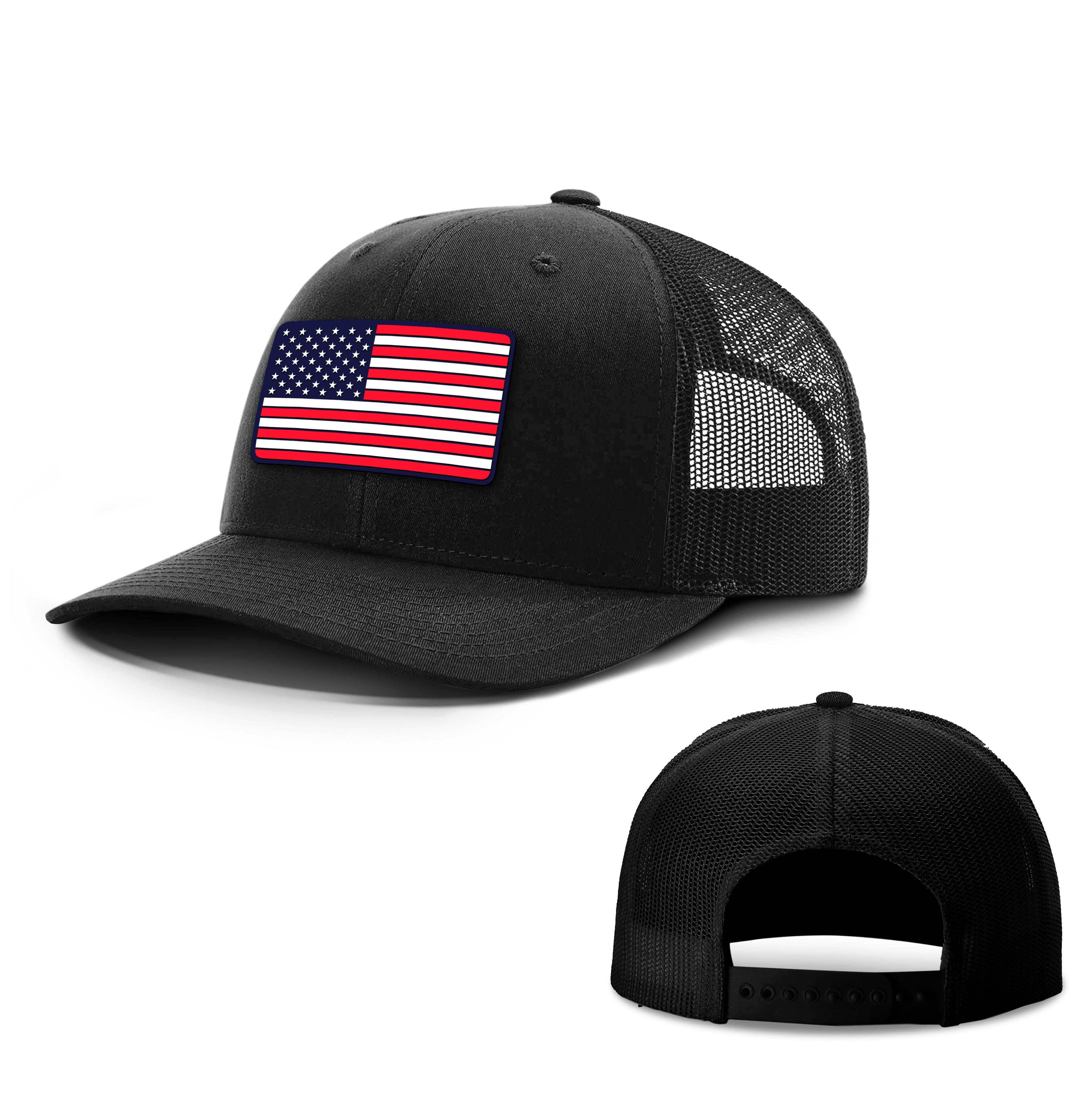 Adjustable Snapback Trucker Cap / Black / XL USA FLAG PVC Trucker Hat maga trump