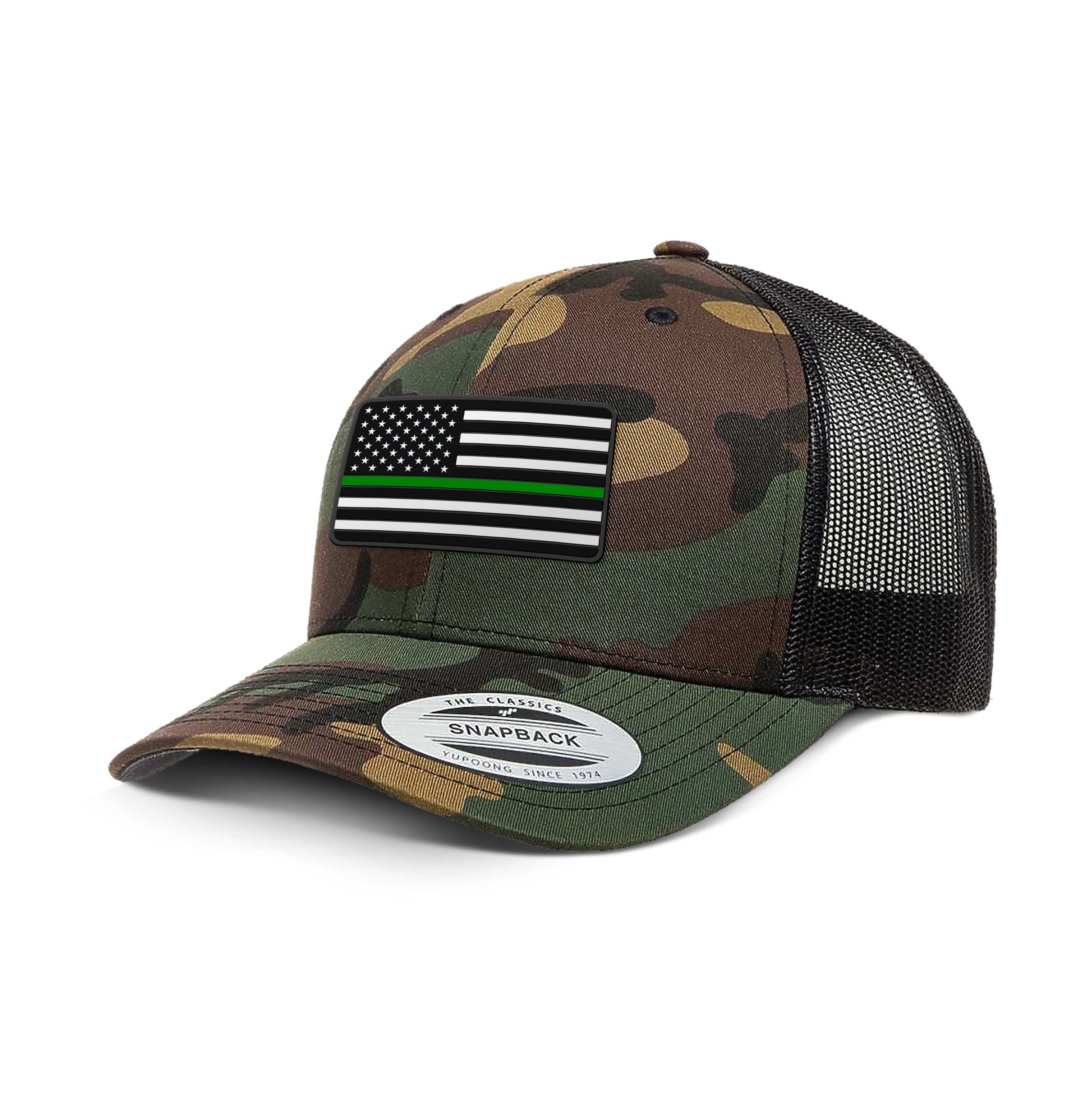Adjustable Snapback Trucker Cap / Camo USA THIN GREEN FLAG Camo Edition Trucker Hat maga trump